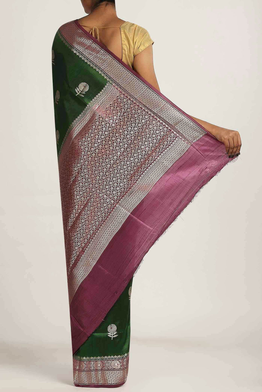 Green Banarasi Raw Silk Saree
