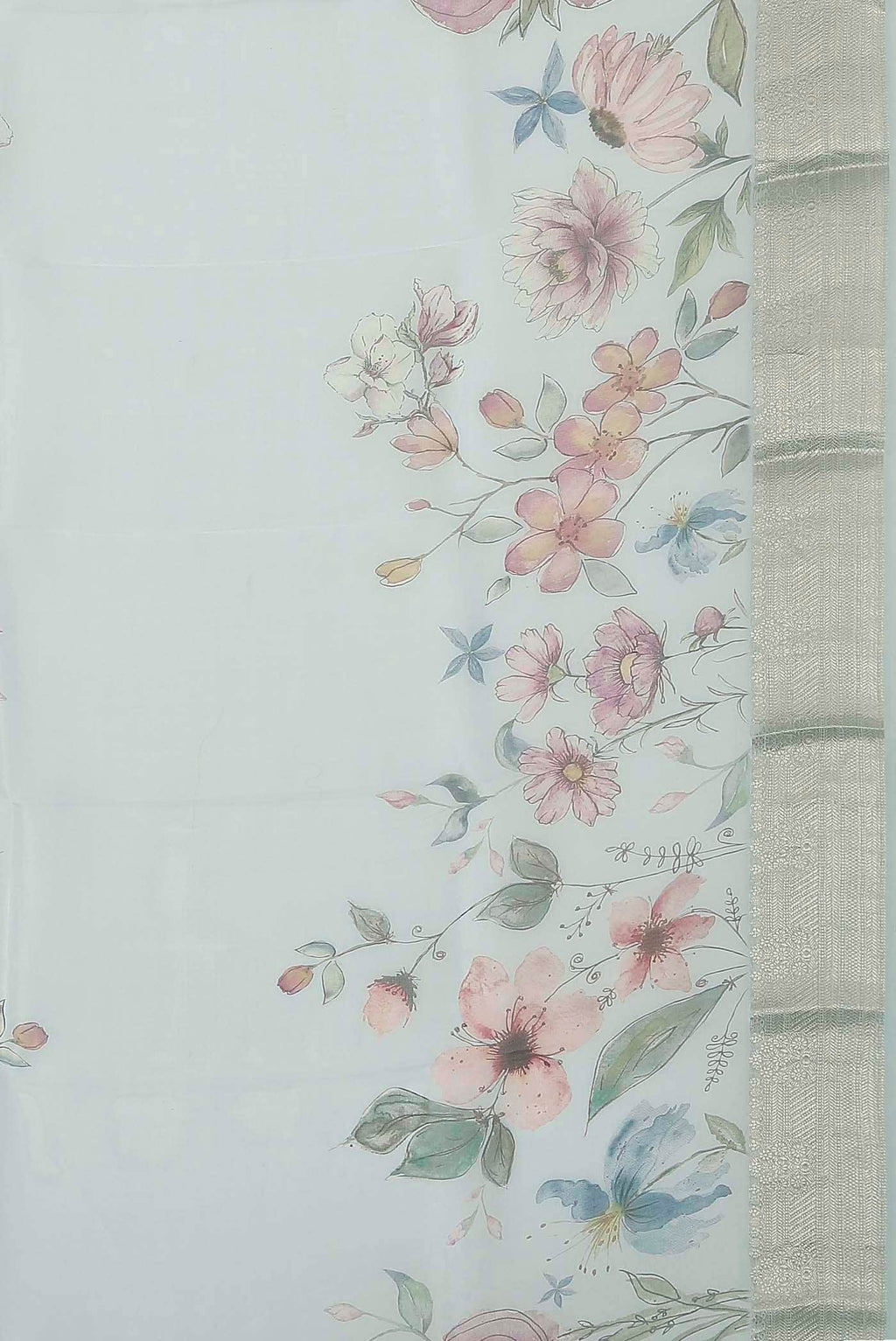 Light Blue Organza Silk Saree