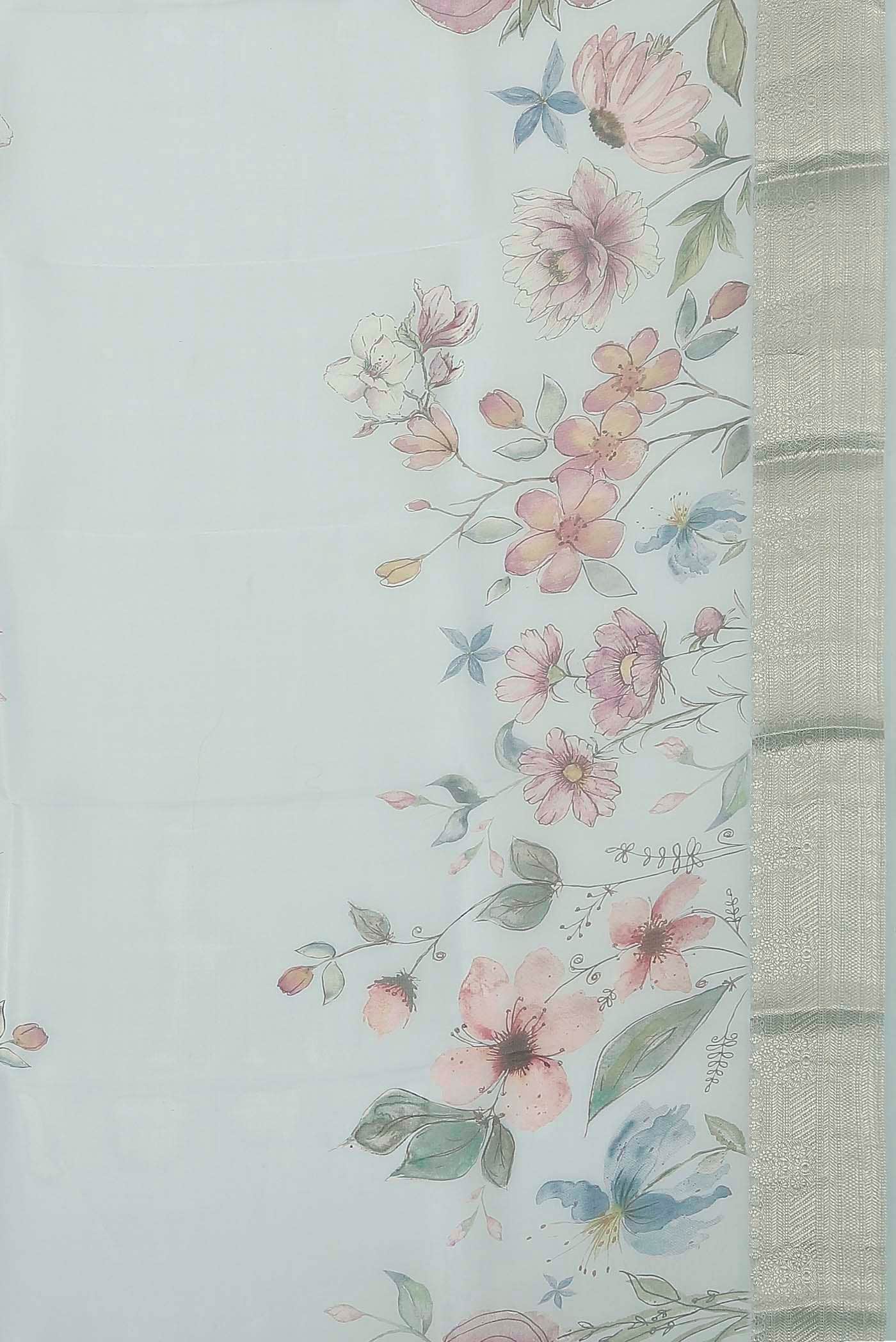 Light Blue Organza Silk Saree