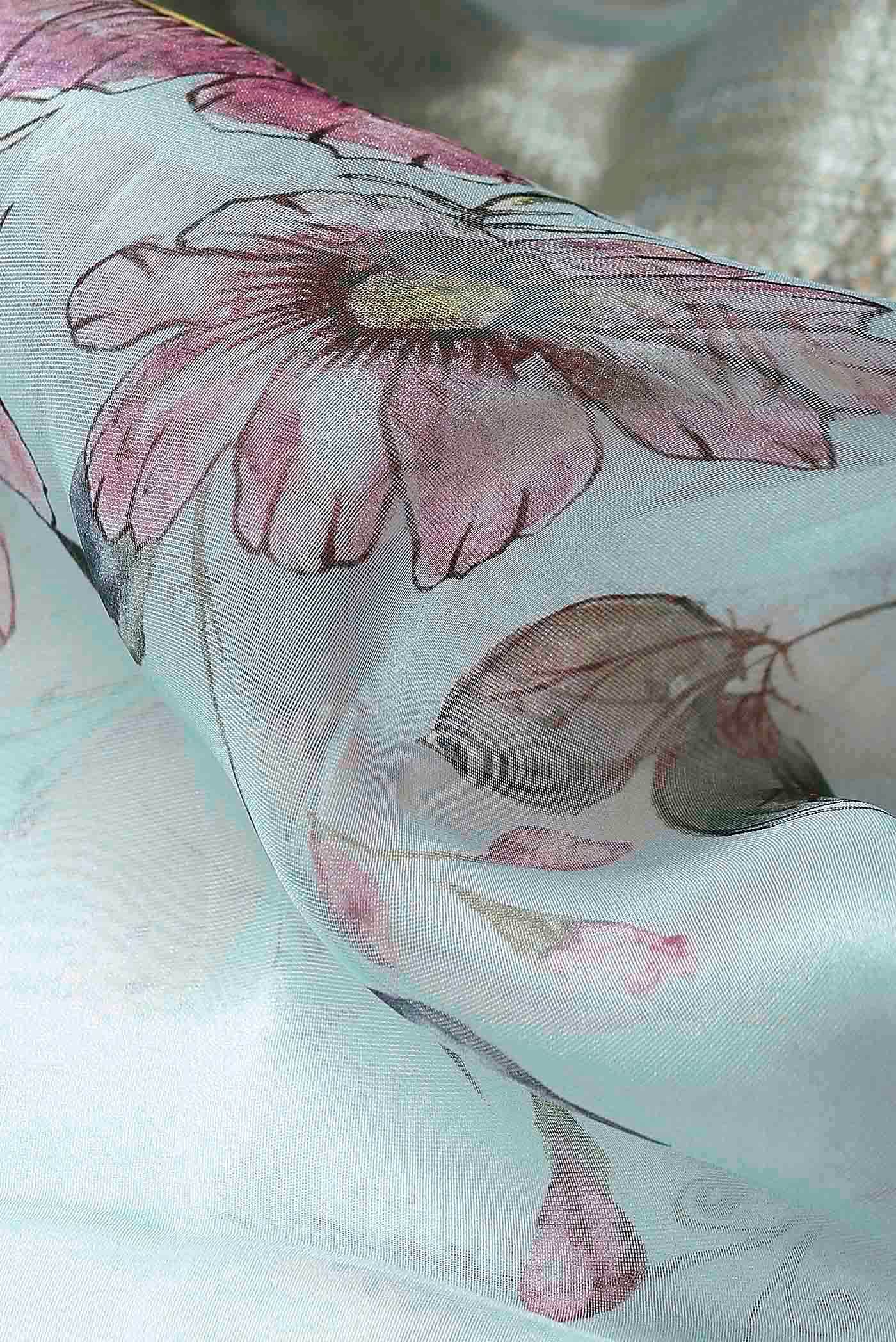 Light Blue Organza Silk Saree