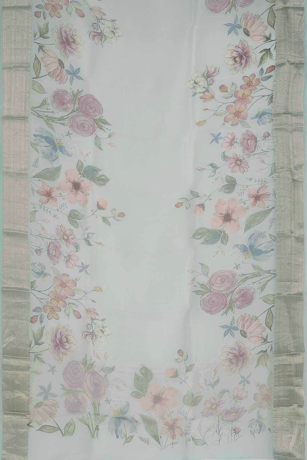 Light Blue Organza Silk Saree