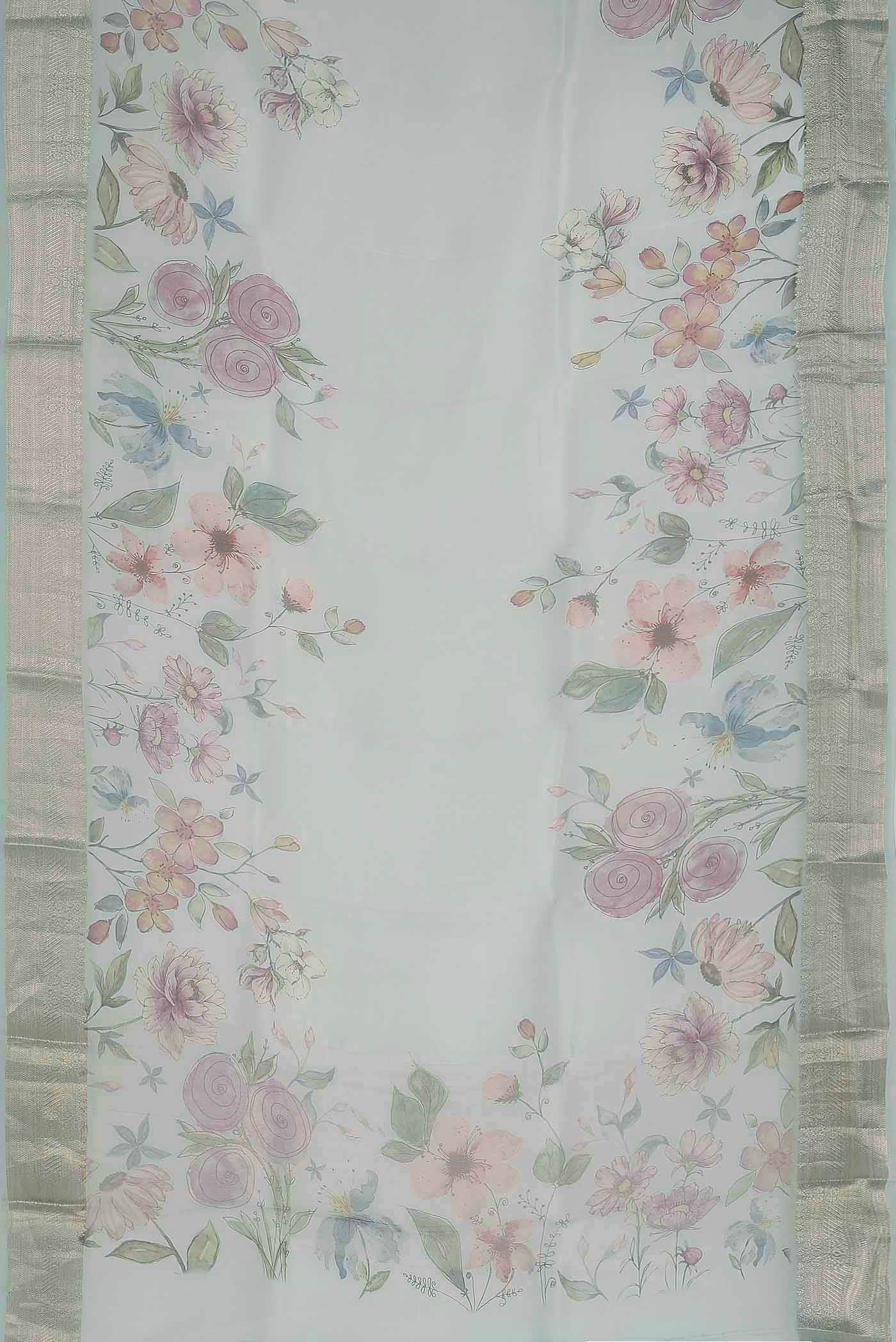 Light Blue Organza Silk Saree