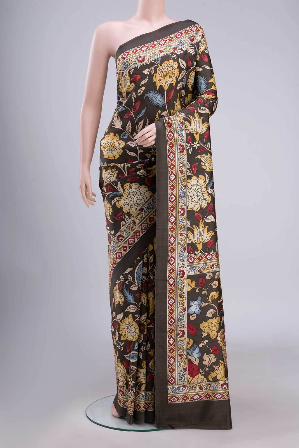 Davys Grey Chanderi Silk Saree