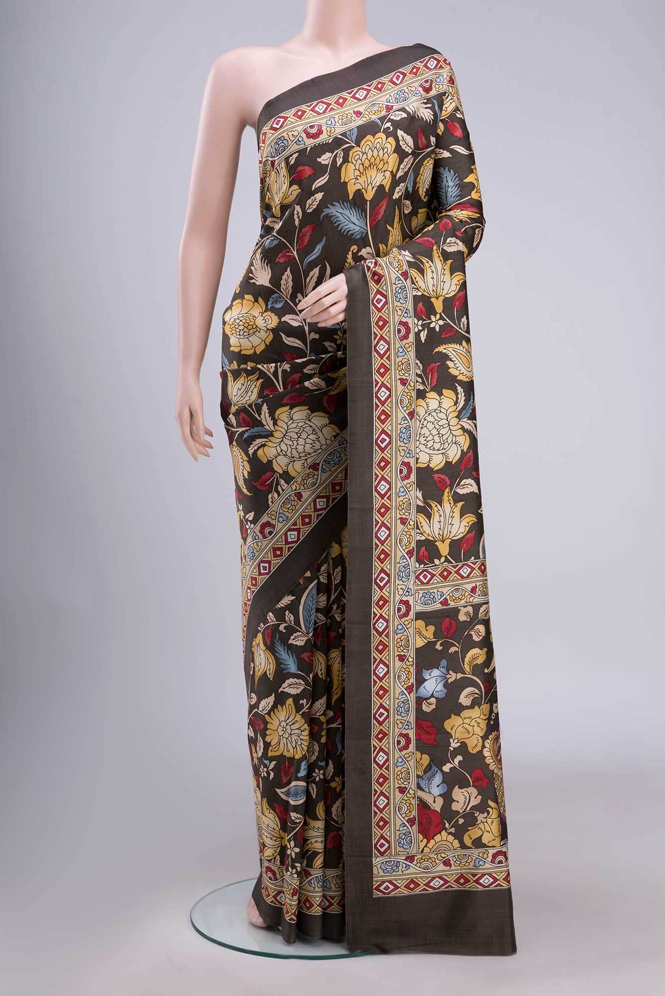 Davys Grey Chanderi Silk Saree
