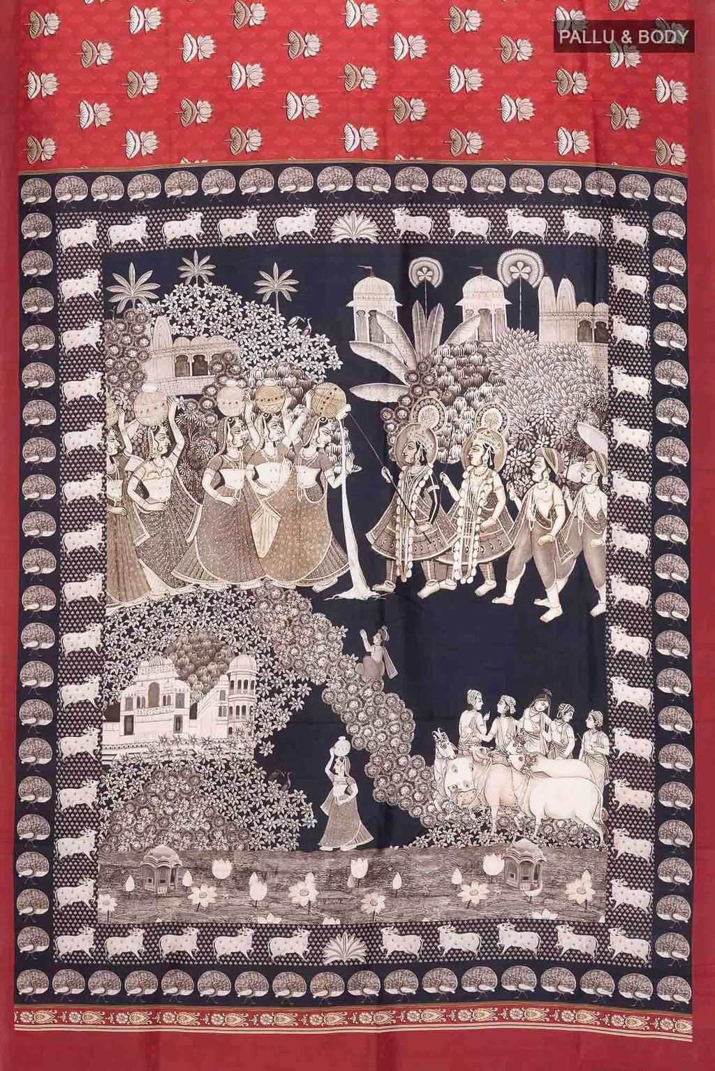 Black Chanderi Silk Saree