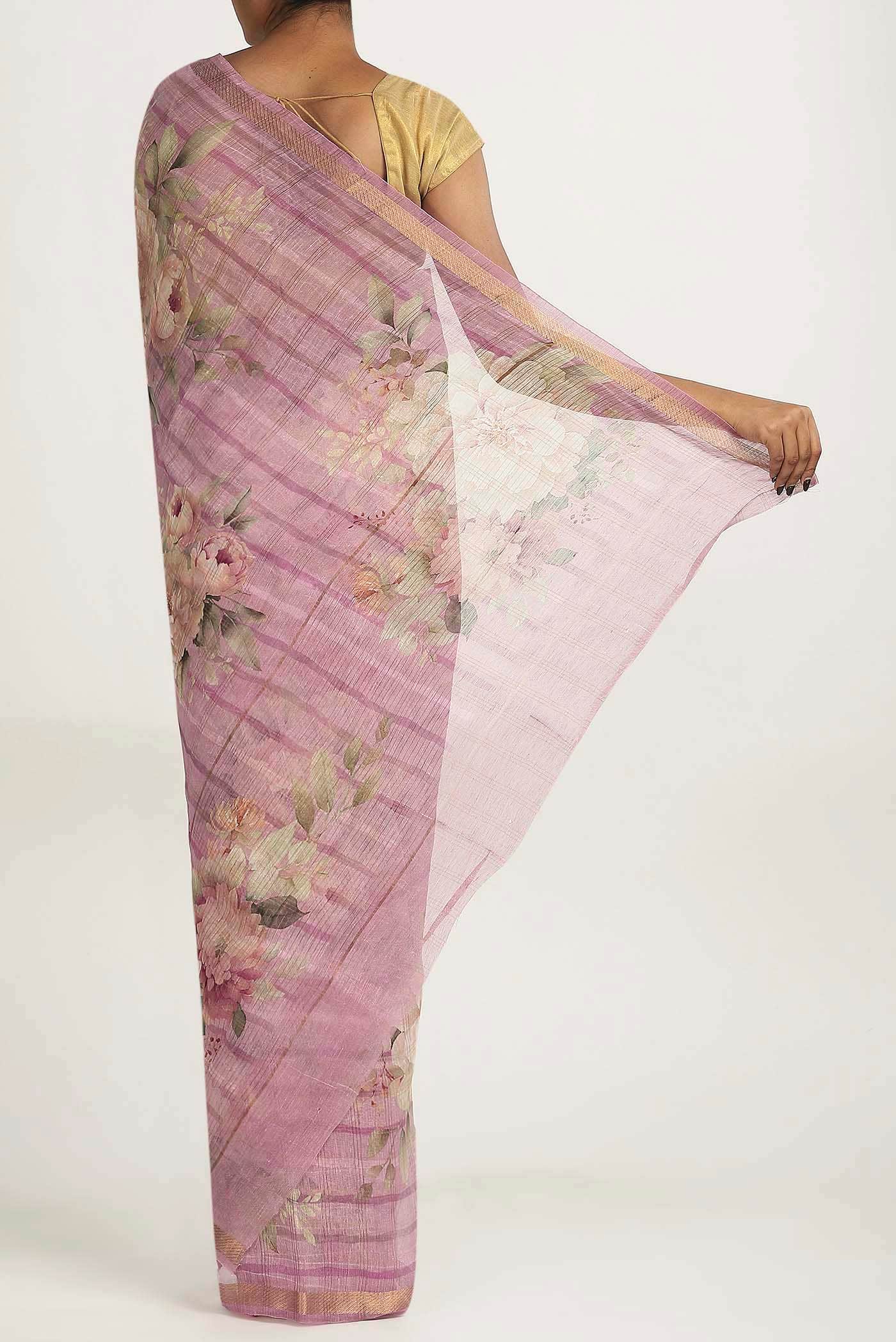 Lavender Linen Saree