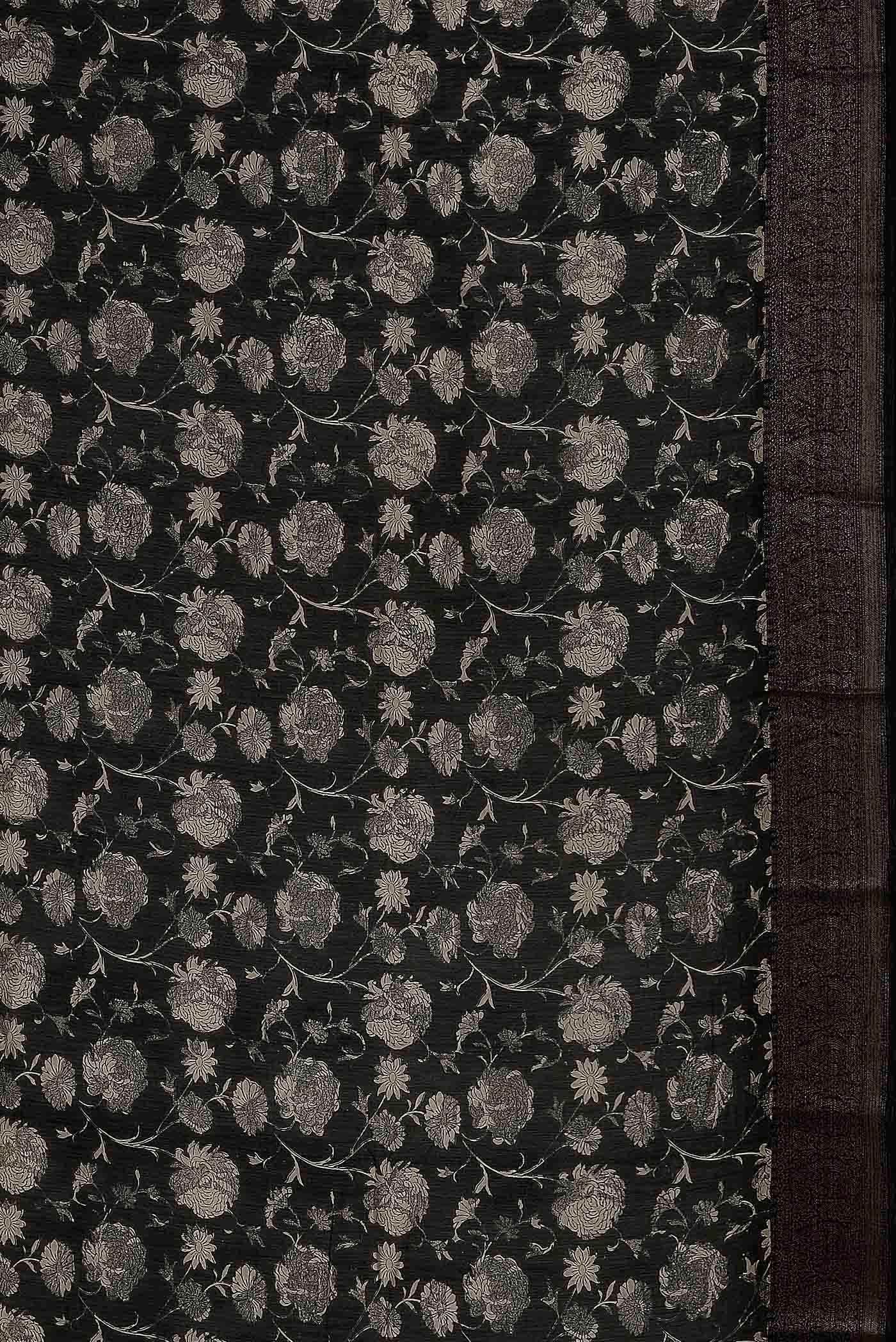 Black Chanderi Silk Cotton Saree
