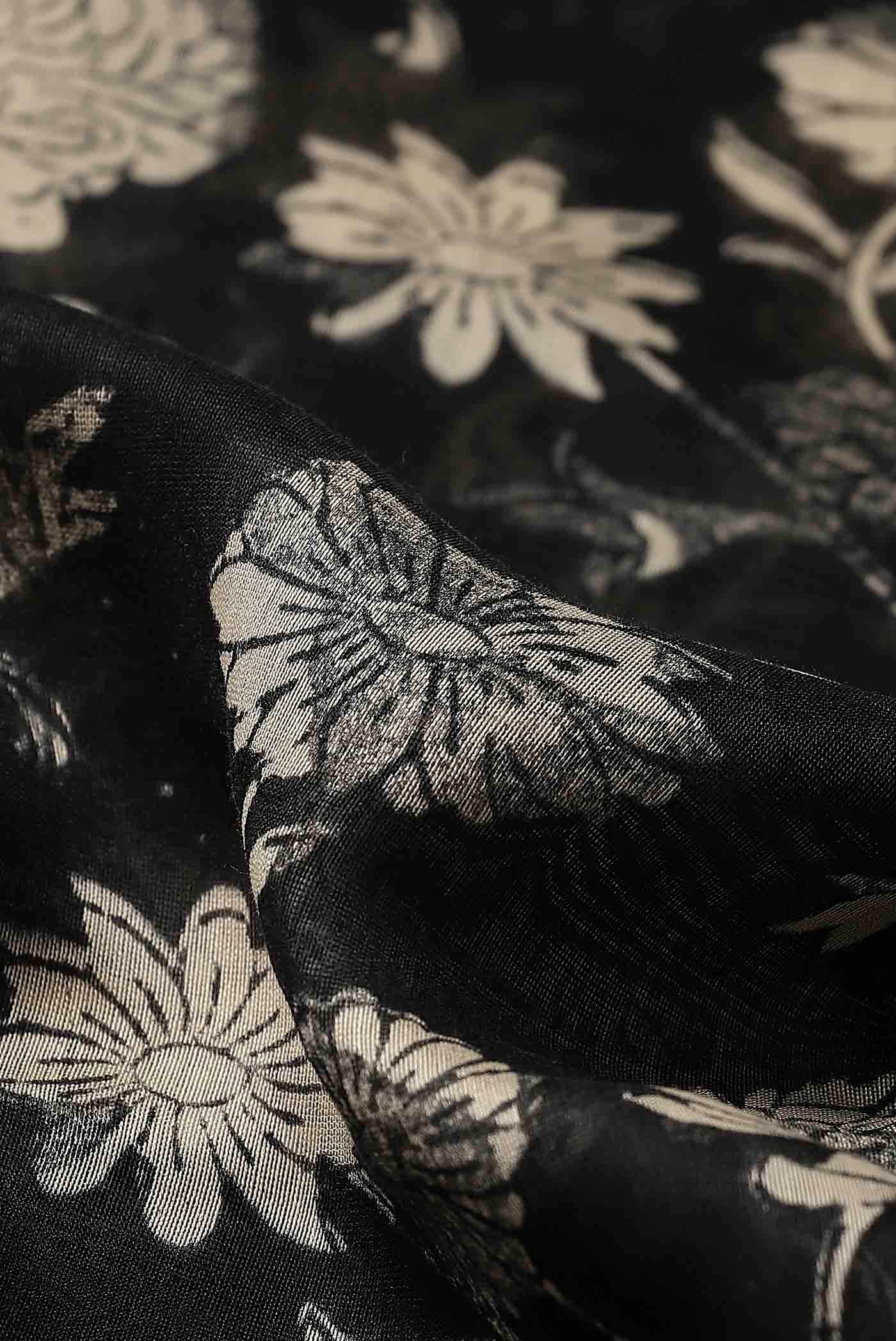Black Chanderi Silk Cotton Saree