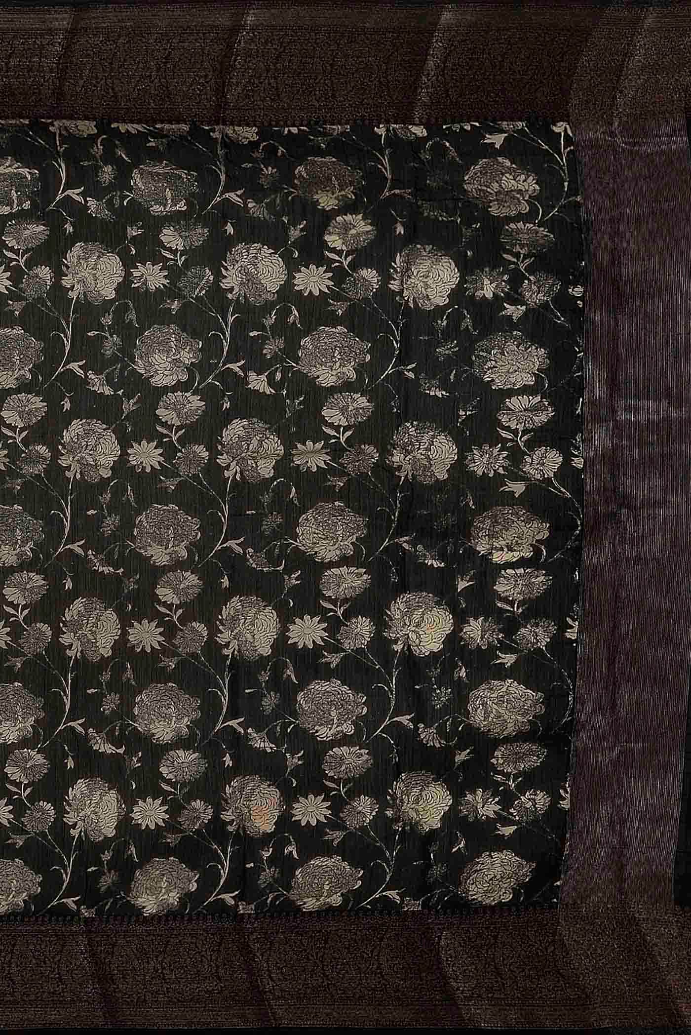 Black Chanderi Silk Cotton Saree