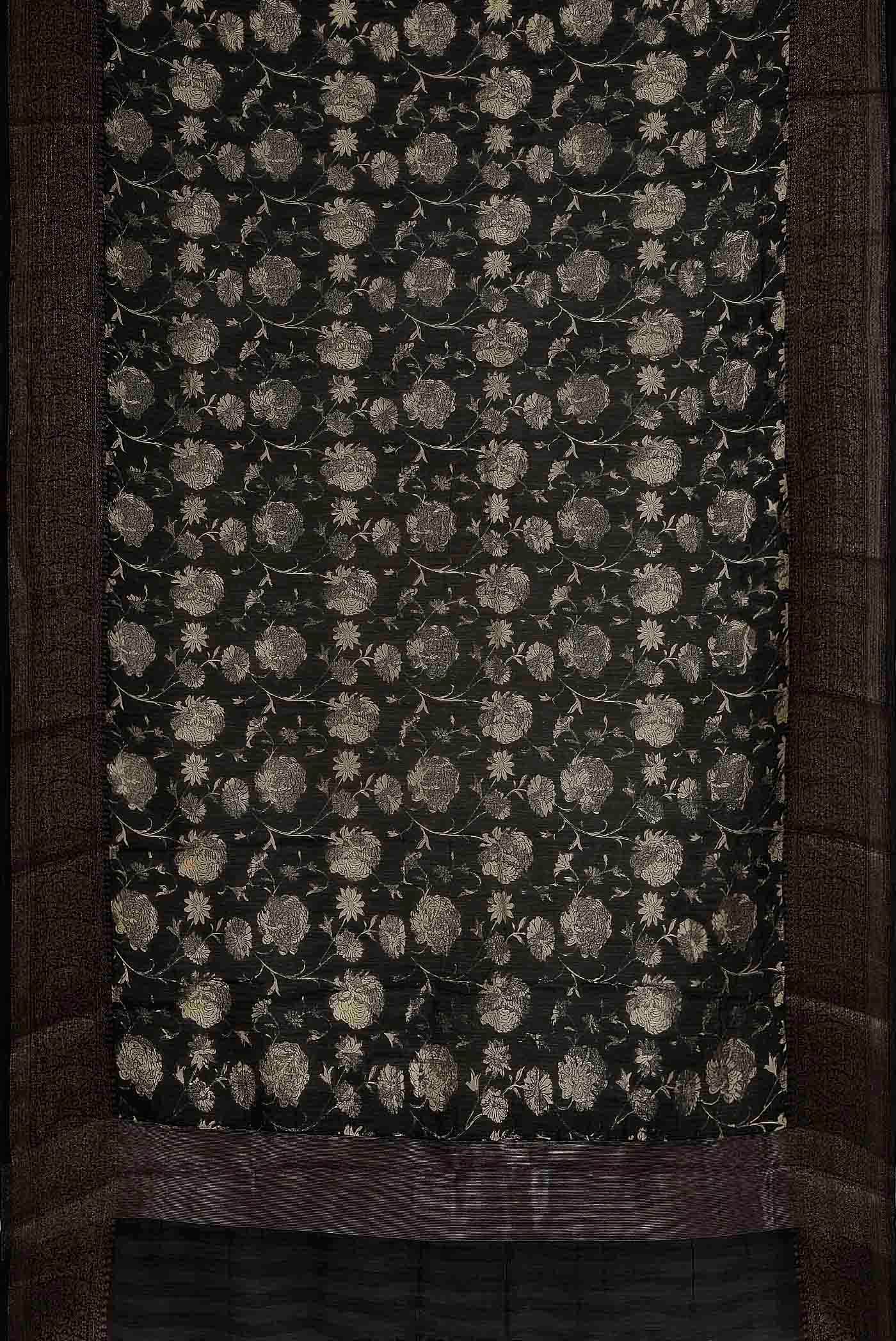 Black Chanderi Silk Cotton Saree