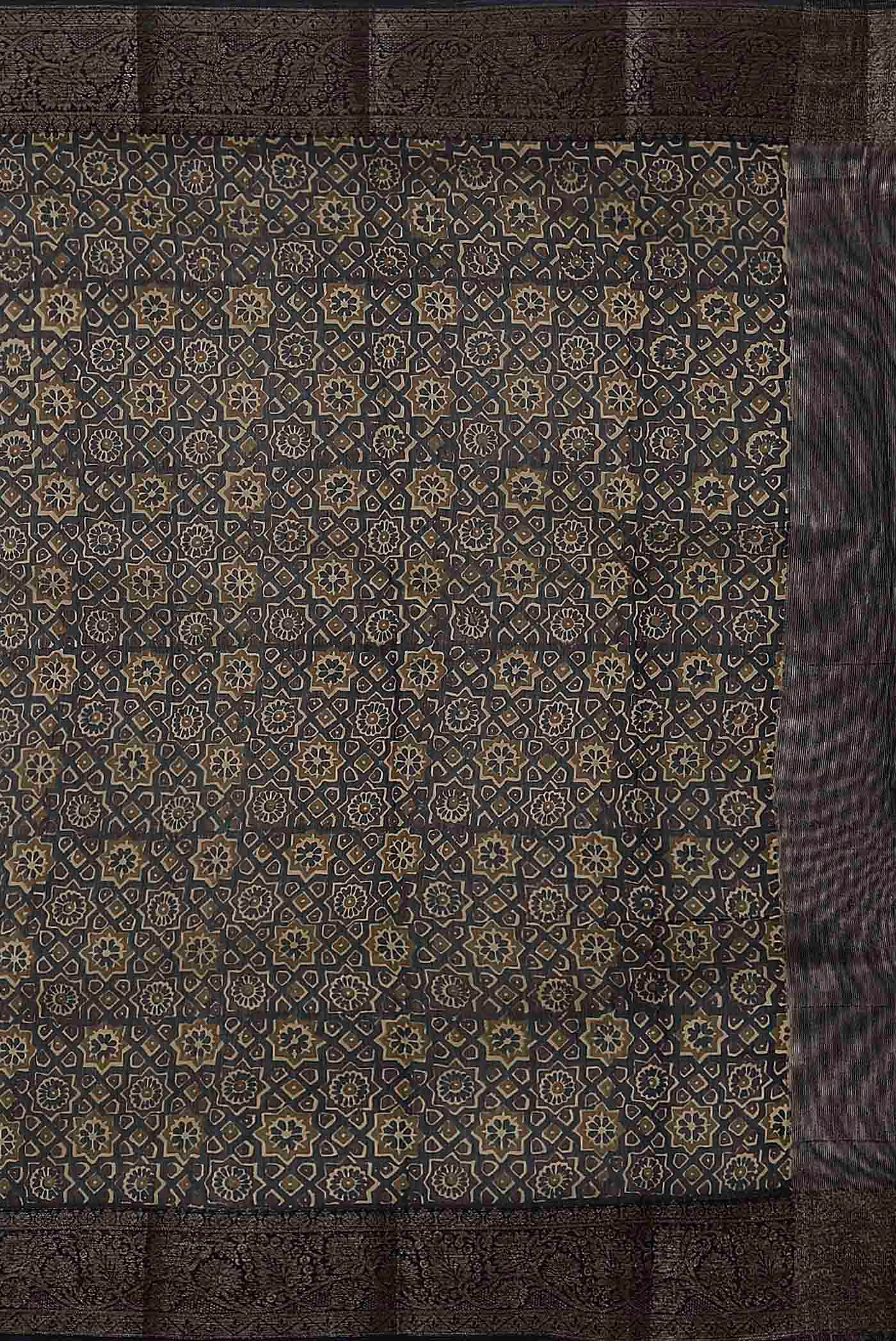 Black Chanderi Silk Cotton Saree
