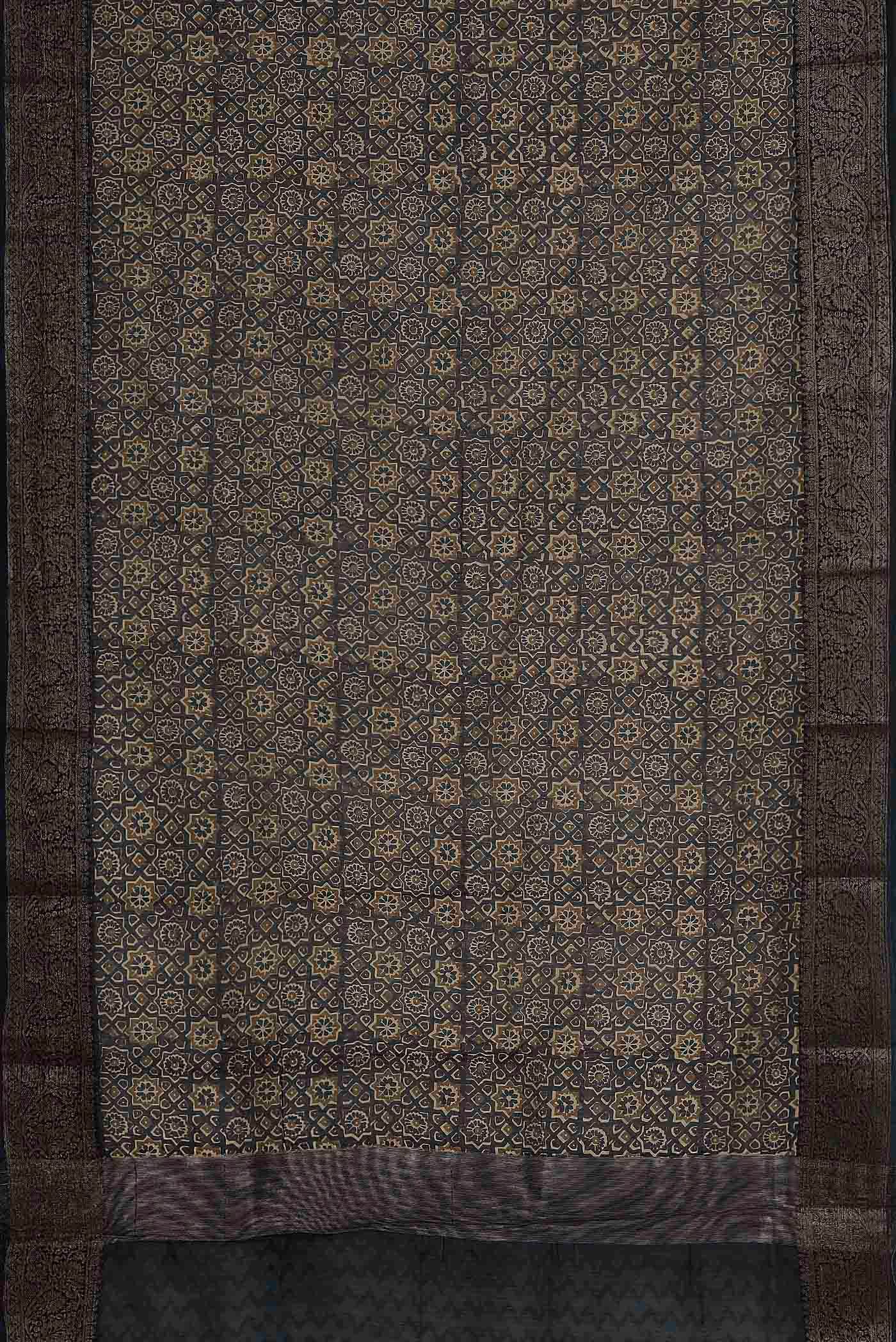 Black Chanderi Silk Cotton Saree