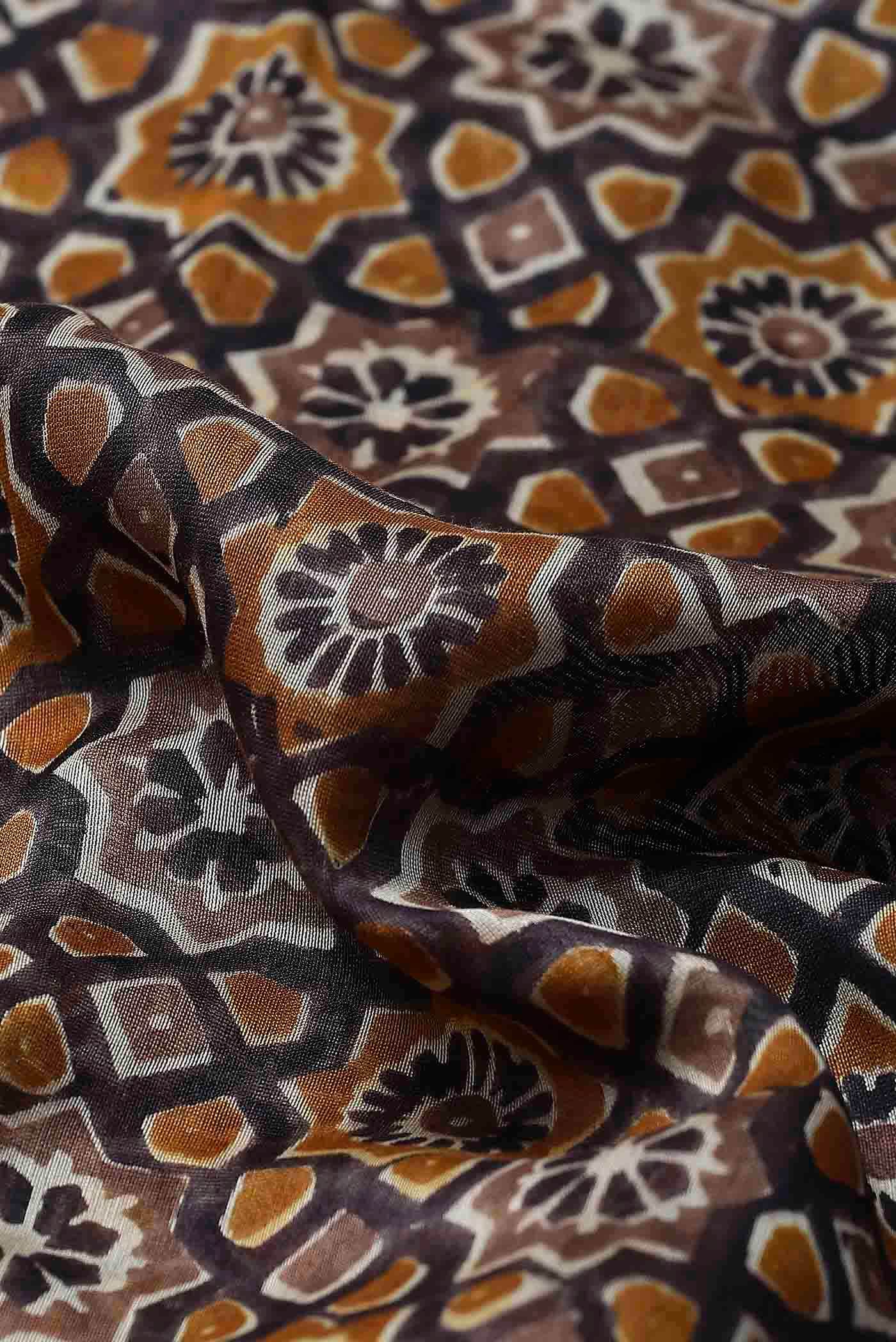 Brown Chanderi Silk Cotton Saree