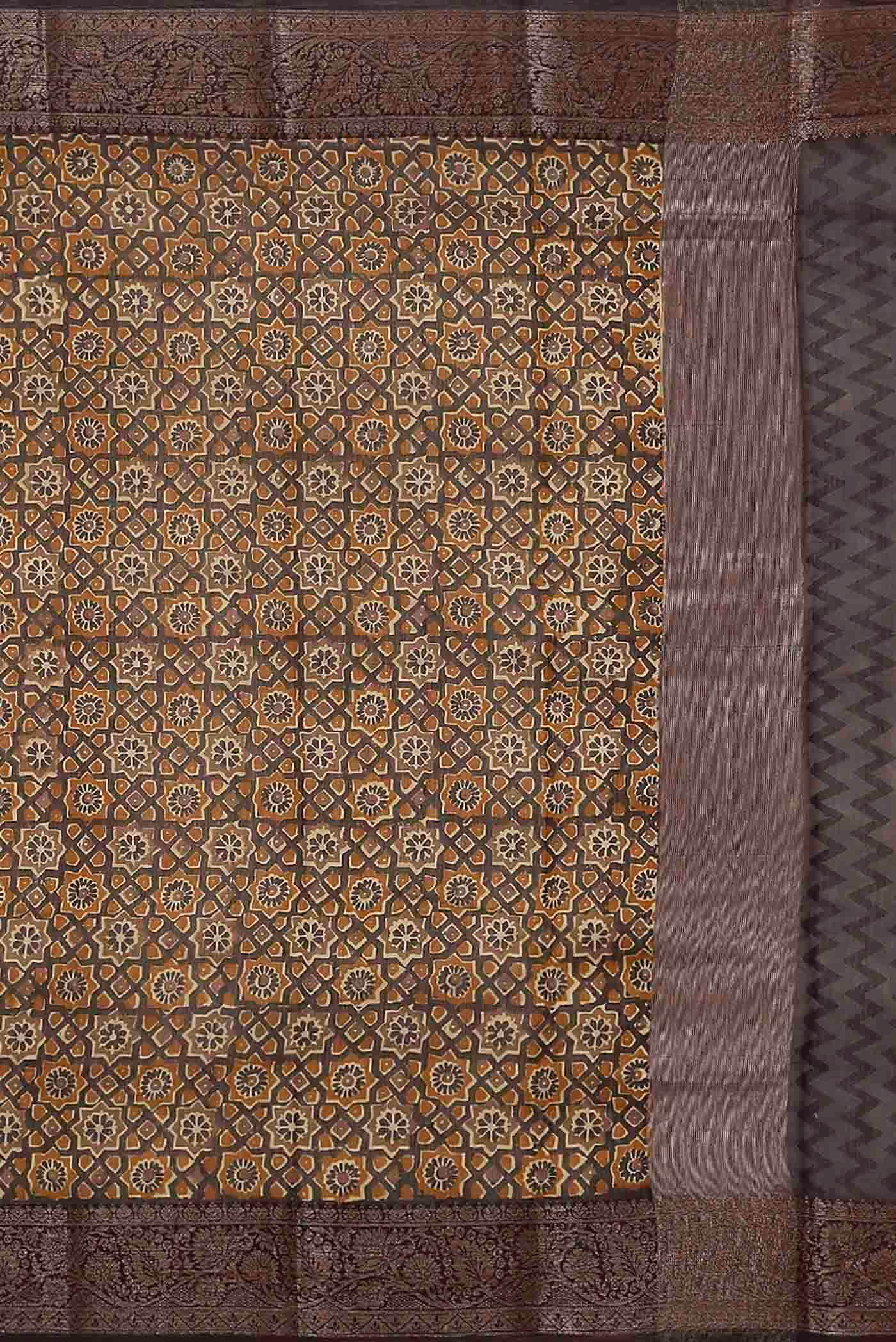 Brown Chanderi Silk Cotton Saree