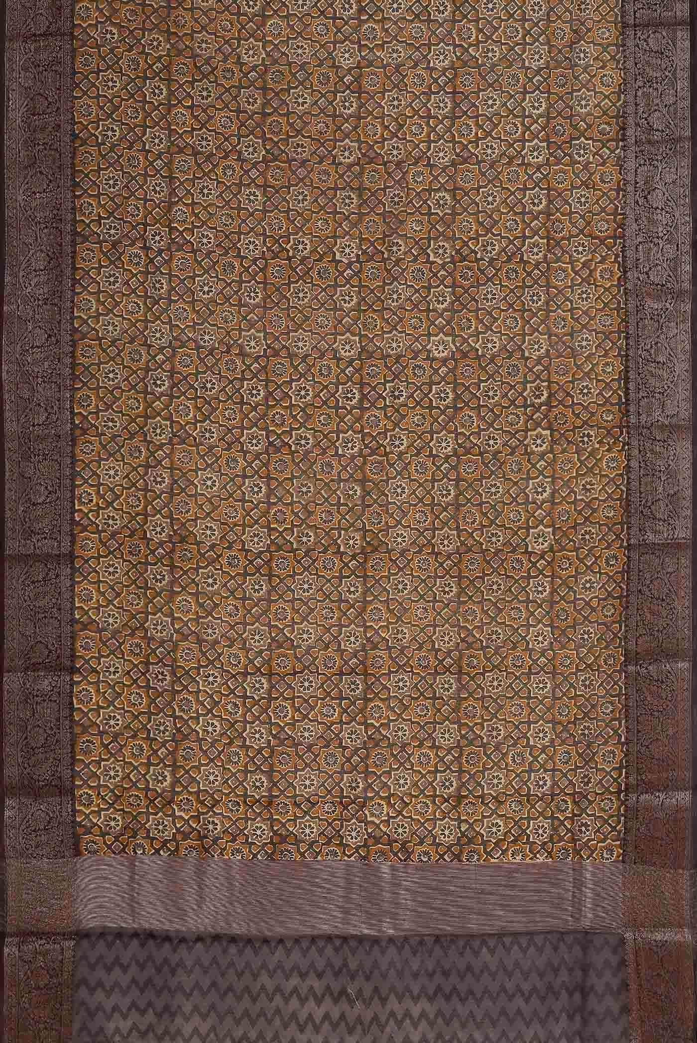 Brown Chanderi Silk Cotton Saree