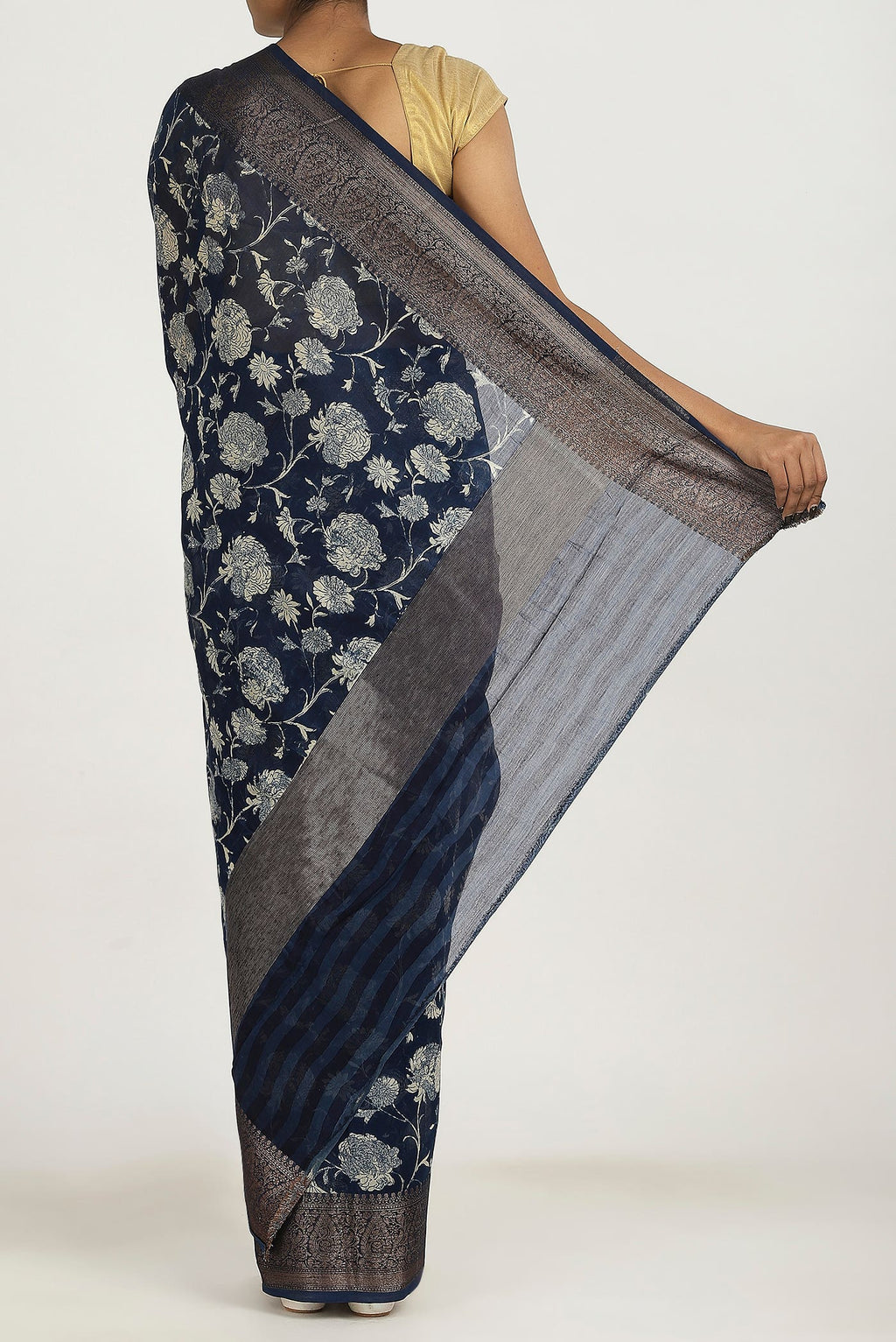 Blue Chanderi Silk Cotton Saree