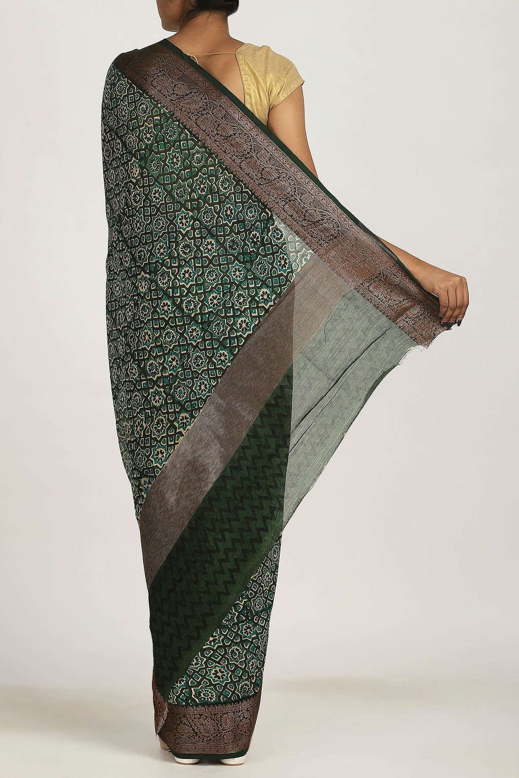 Green Chanderi Silk Cotton Saree