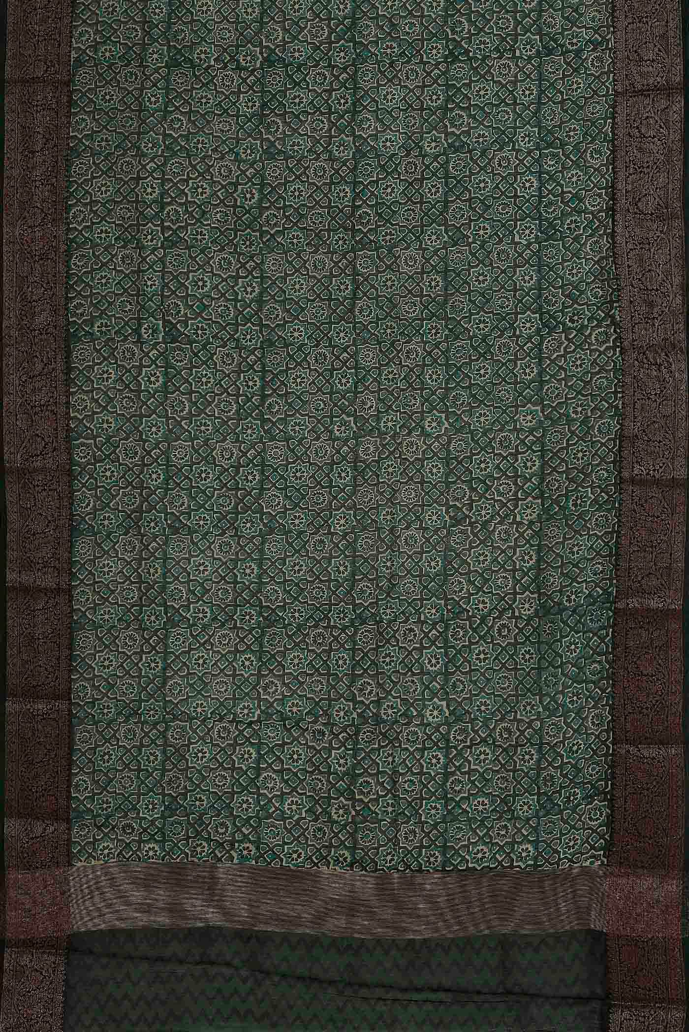 Green Chanderi Silk Cotton Saree