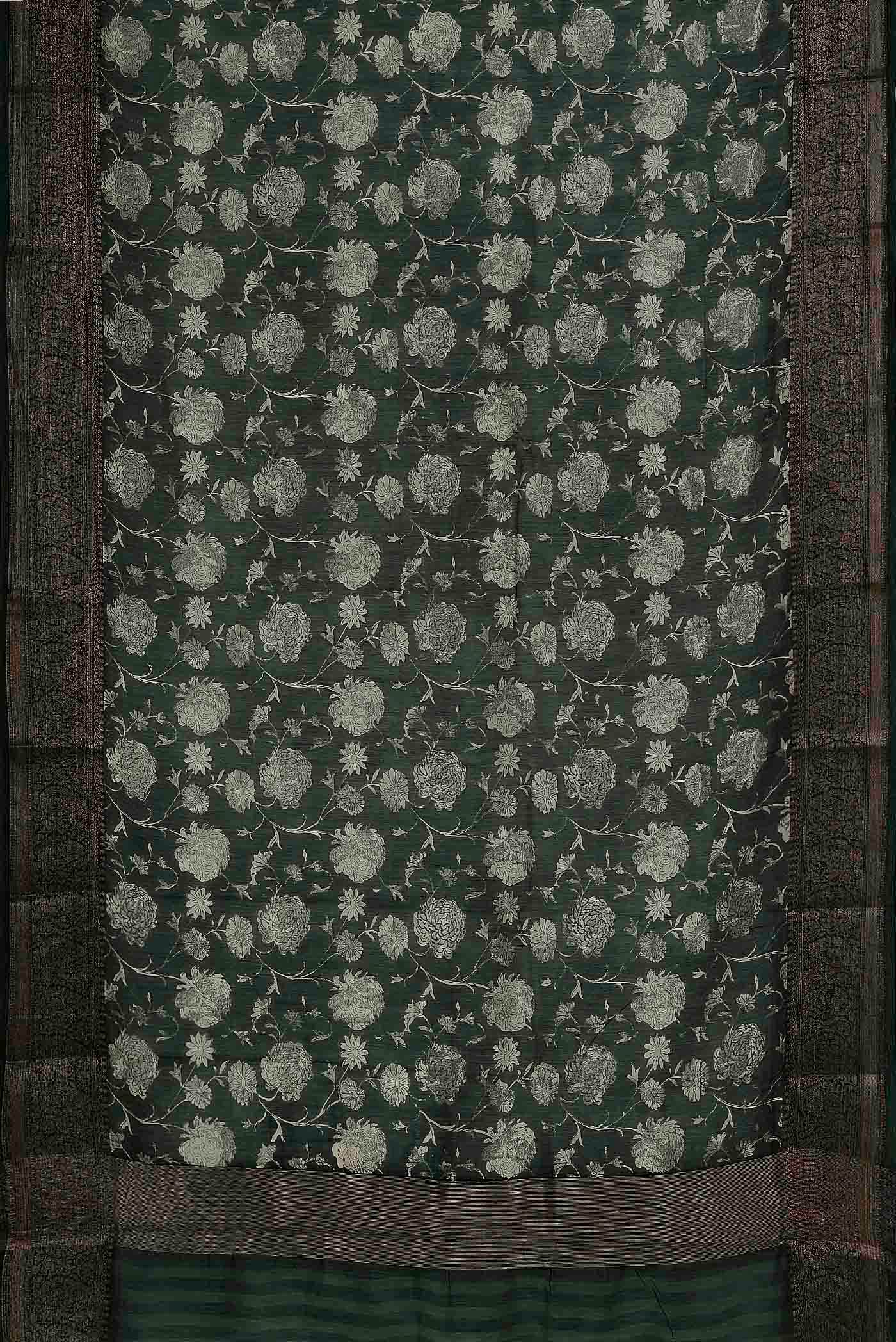 Green Chanderi Silk Cotton Saree