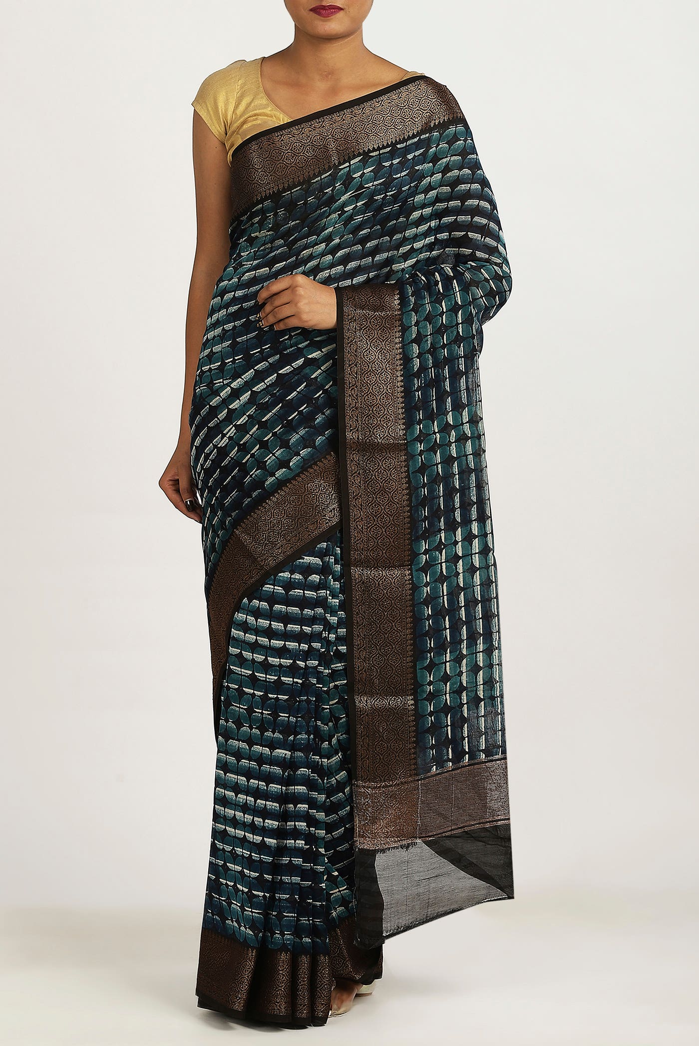 Blue Chanderi Silk Cotton Saree