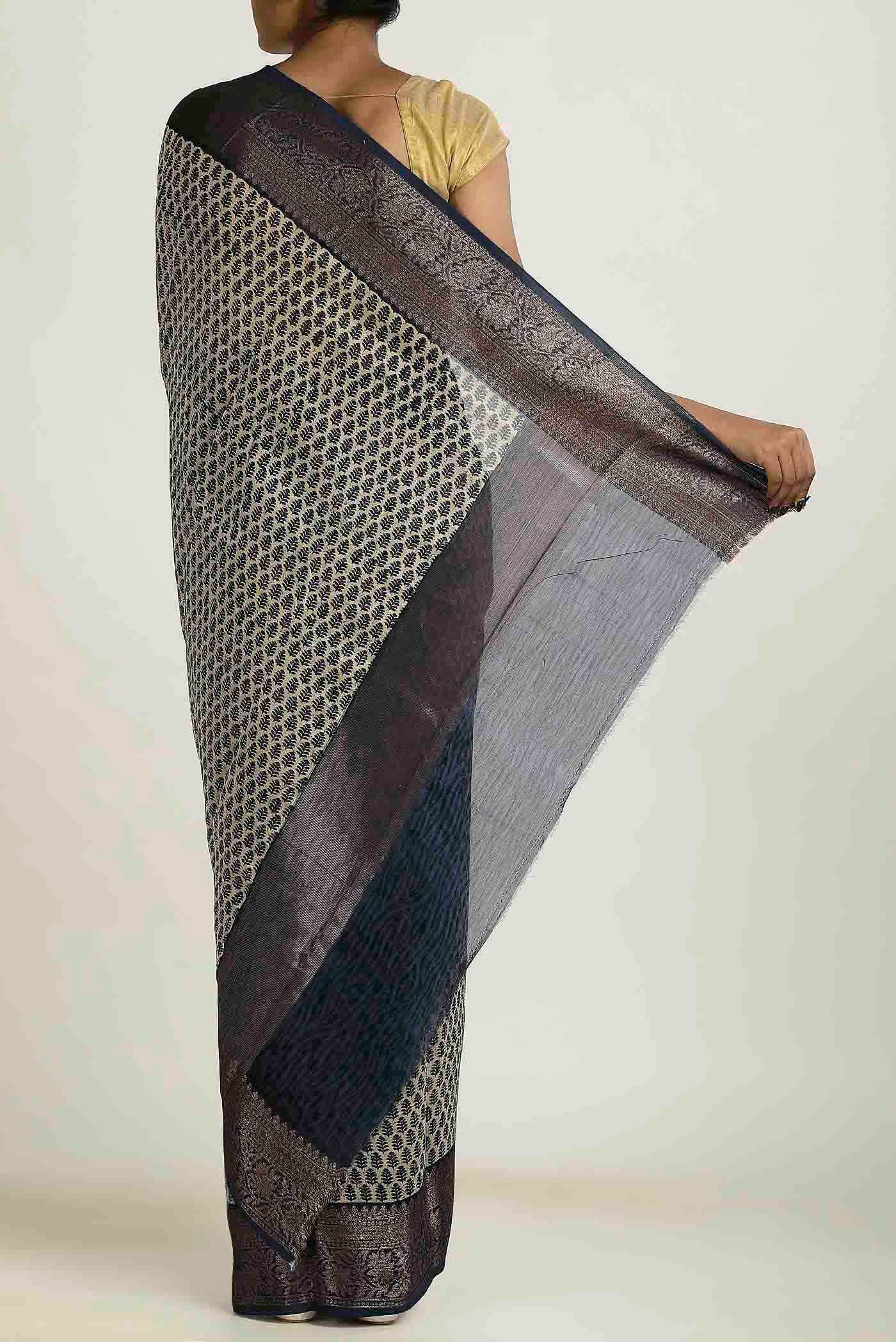 Beige Chanderi Silk Cotton Saree