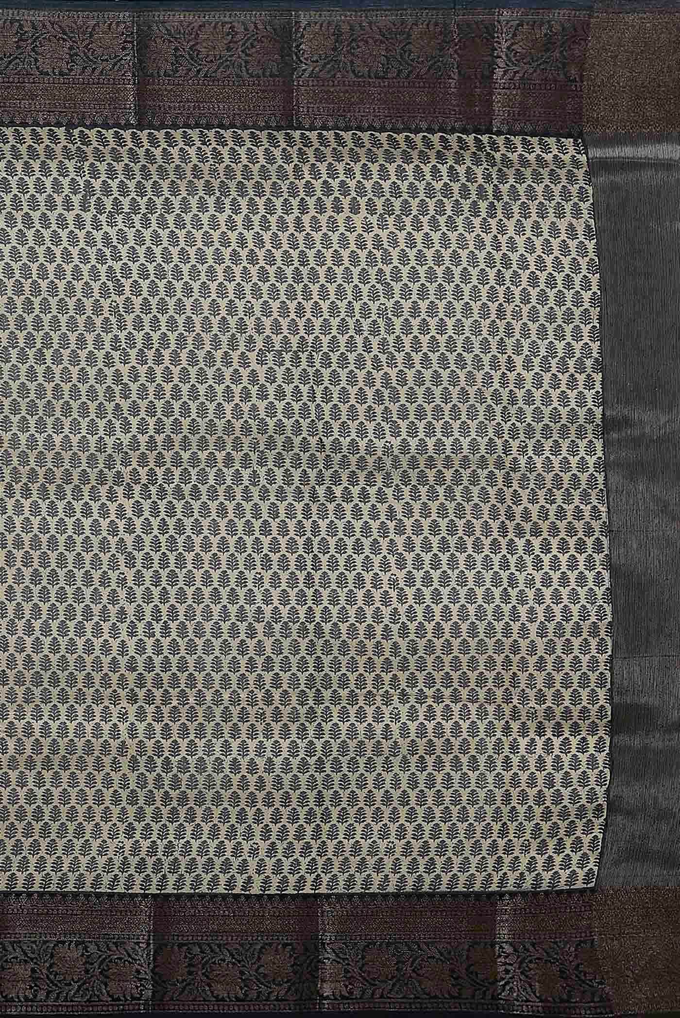 Beige Chanderi Silk Cotton Saree