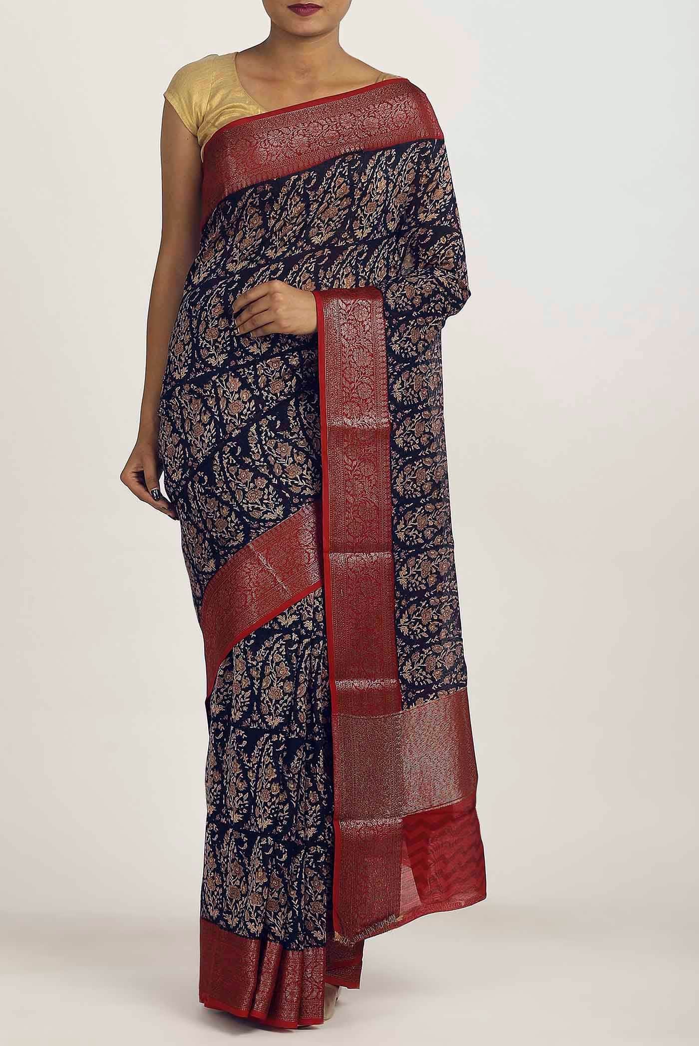 Blue Chanderi Silk Cotton Saree