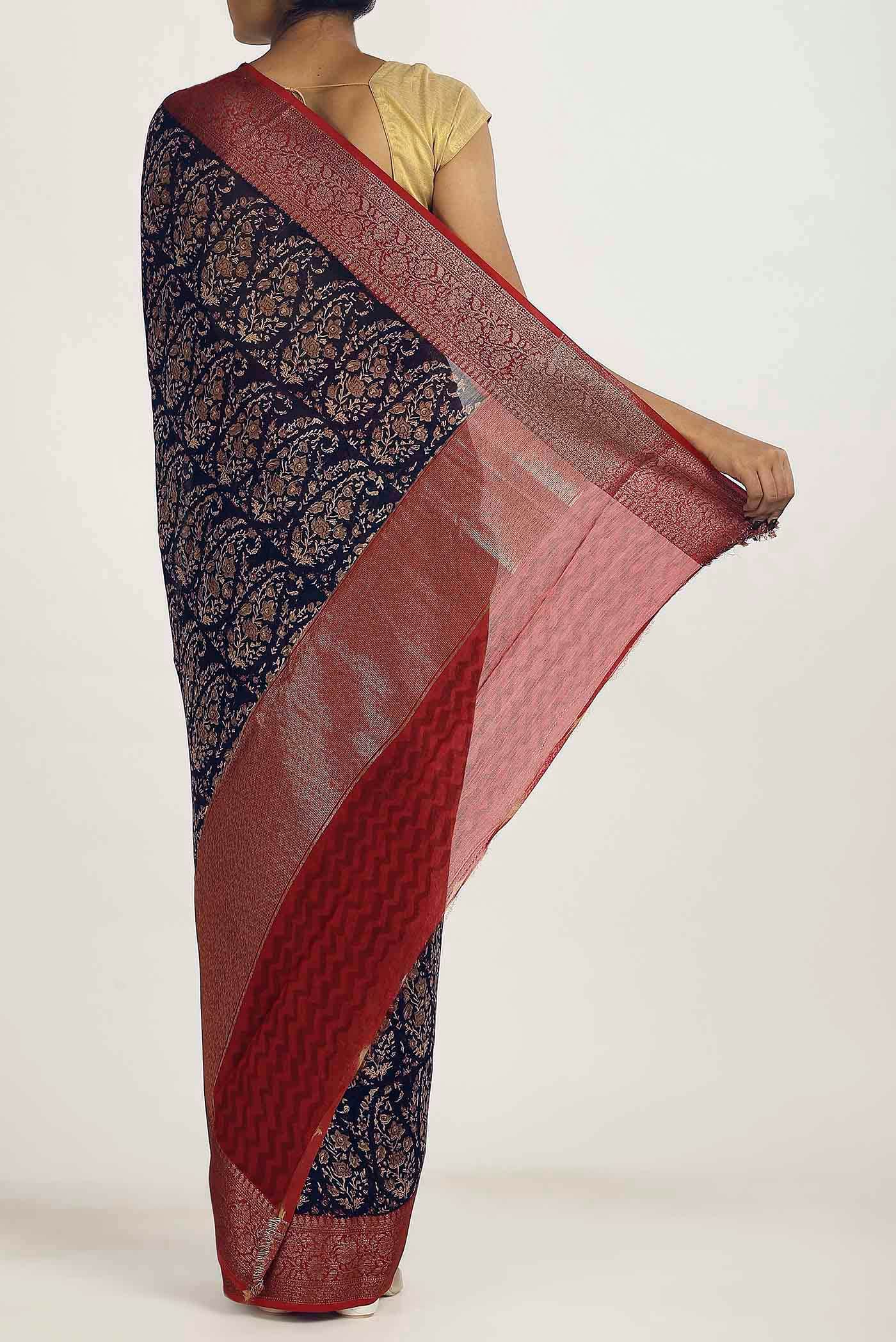 Blue Chanderi Silk Cotton Saree