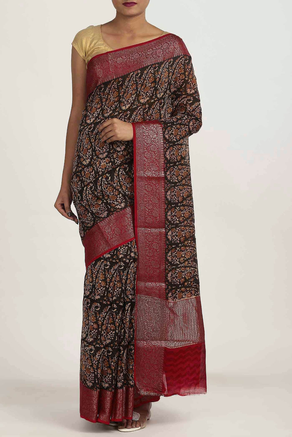 Black Chanderi Silk Cotton Saree
