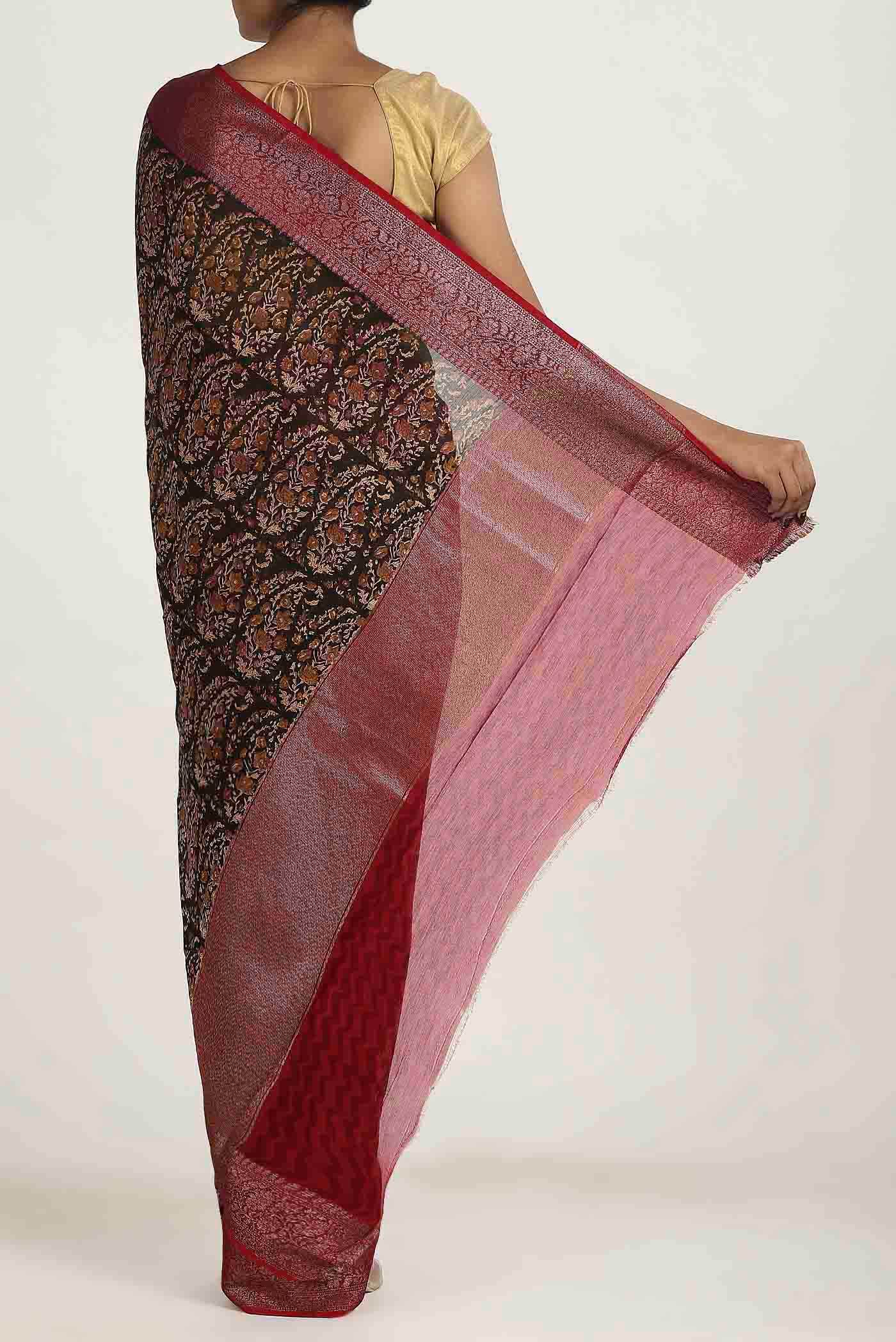 Black Chanderi Silk Cotton Saree