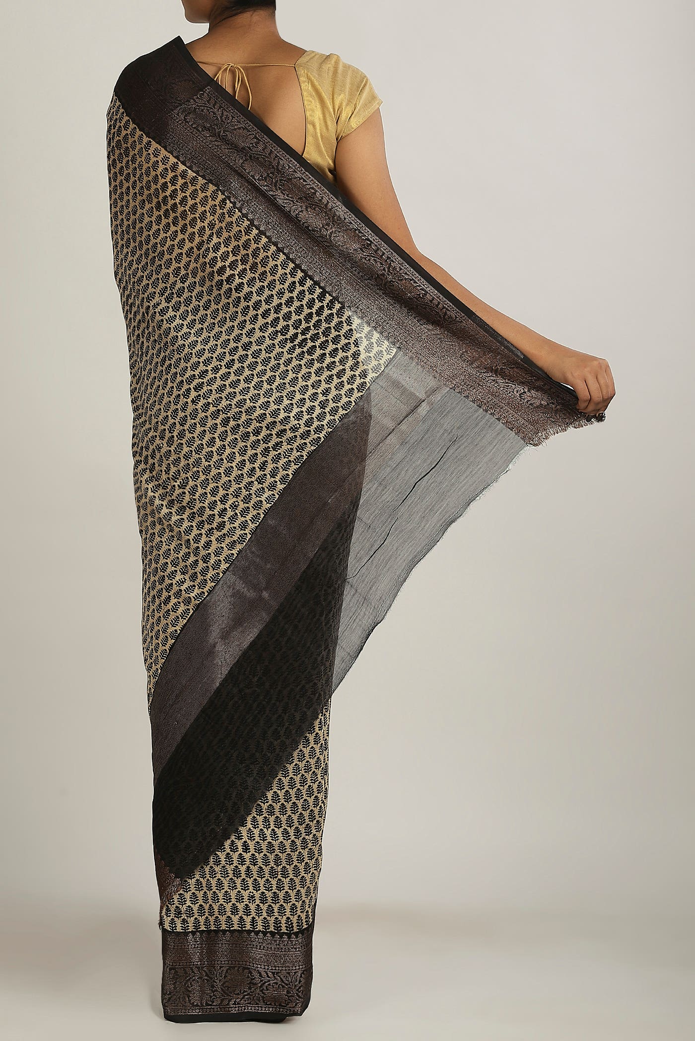 Beige Chanderi Silk Cotton Saree