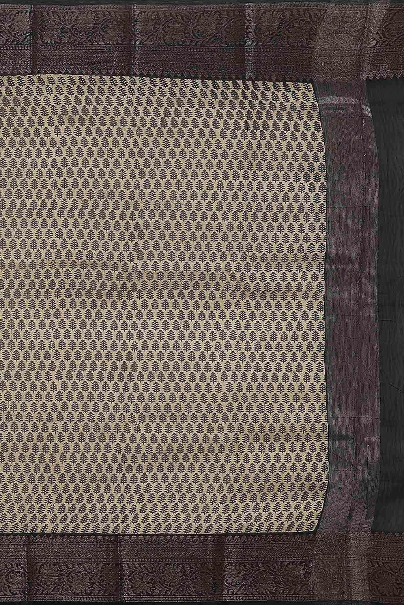 Beige Chanderi Silk Cotton Saree