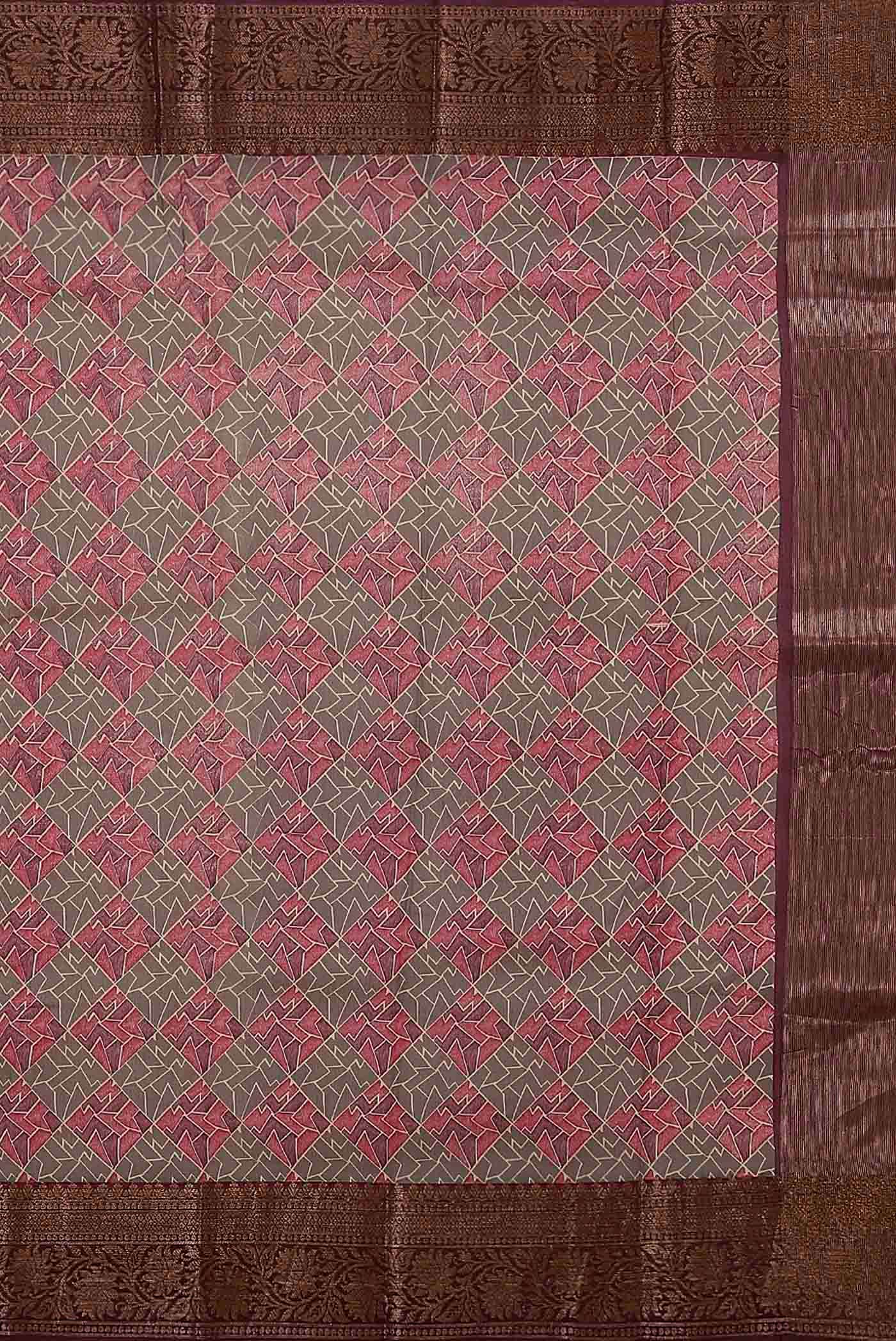 Grey Chanderi Silk Cotton Saree