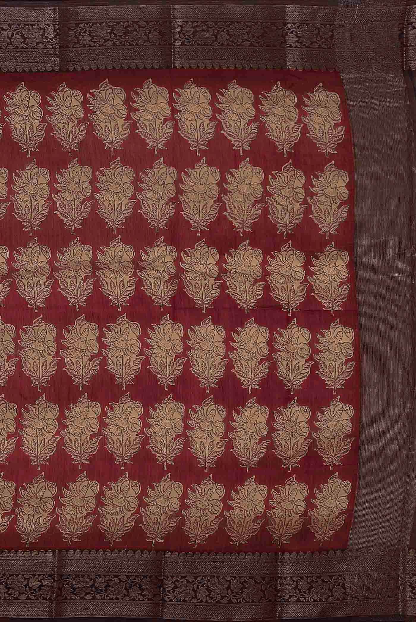 Maroon Chanderi Silk Cotton Saree