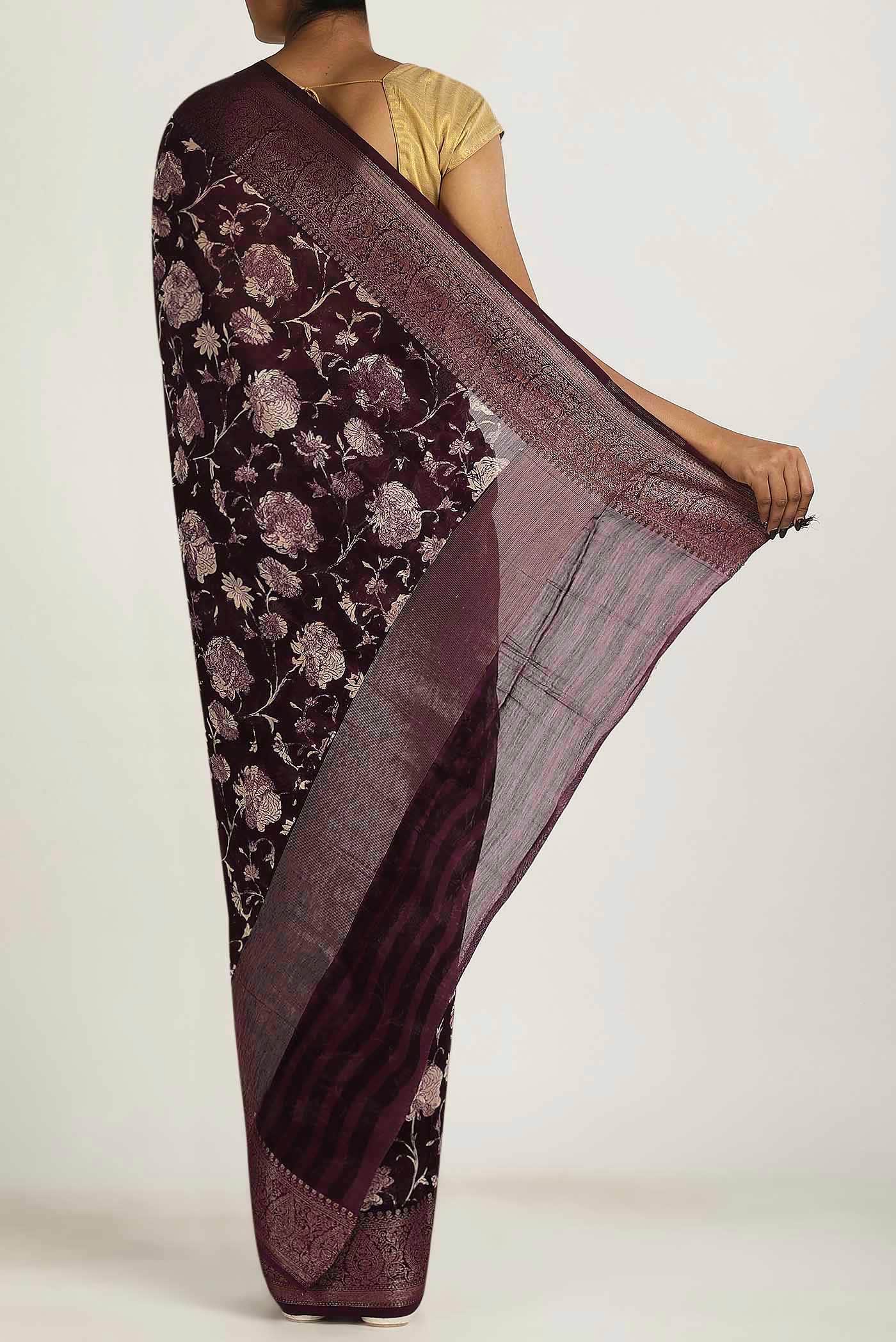 Brown Chanderi Silk Cotton Saree