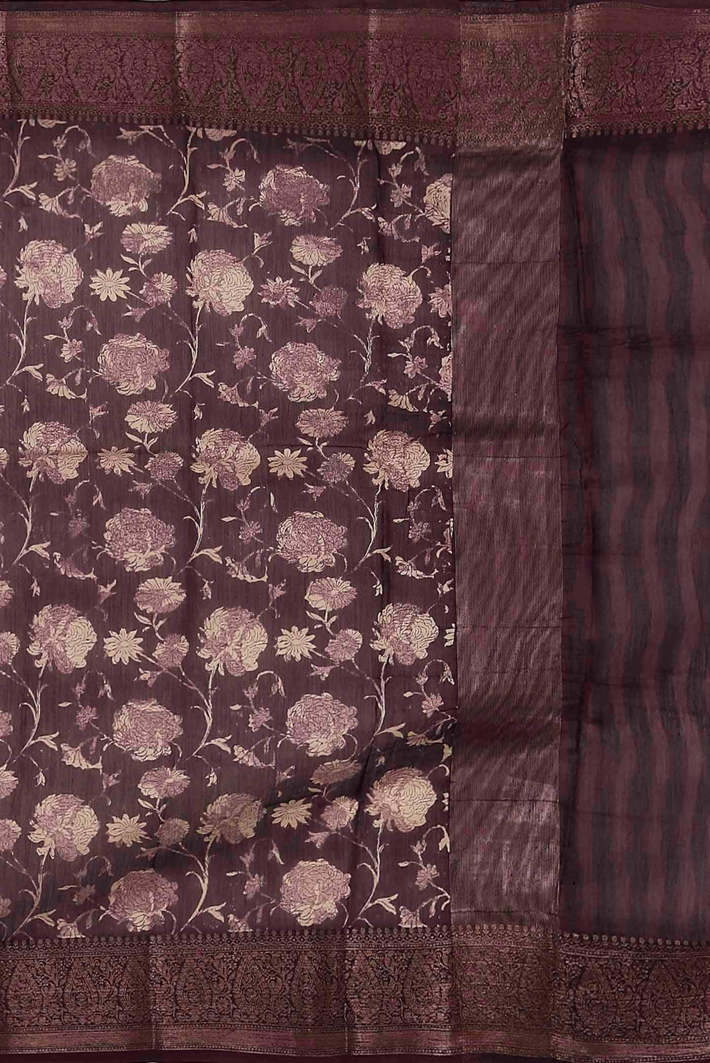 Brown Chanderi Silk Cotton Saree