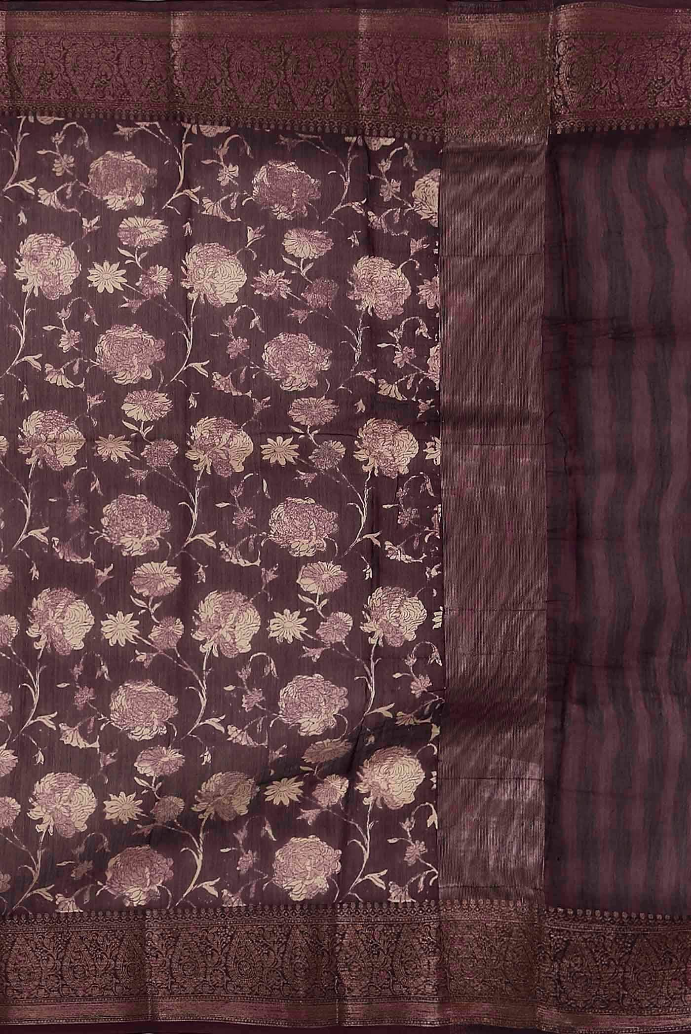 Brown Chanderi Silk Cotton Saree