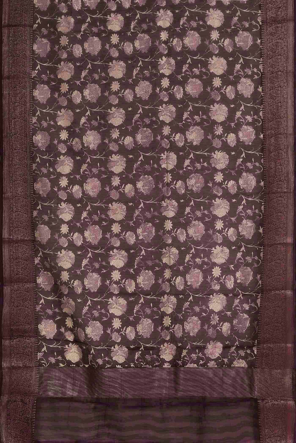Brown Chanderi Silk Cotton Saree