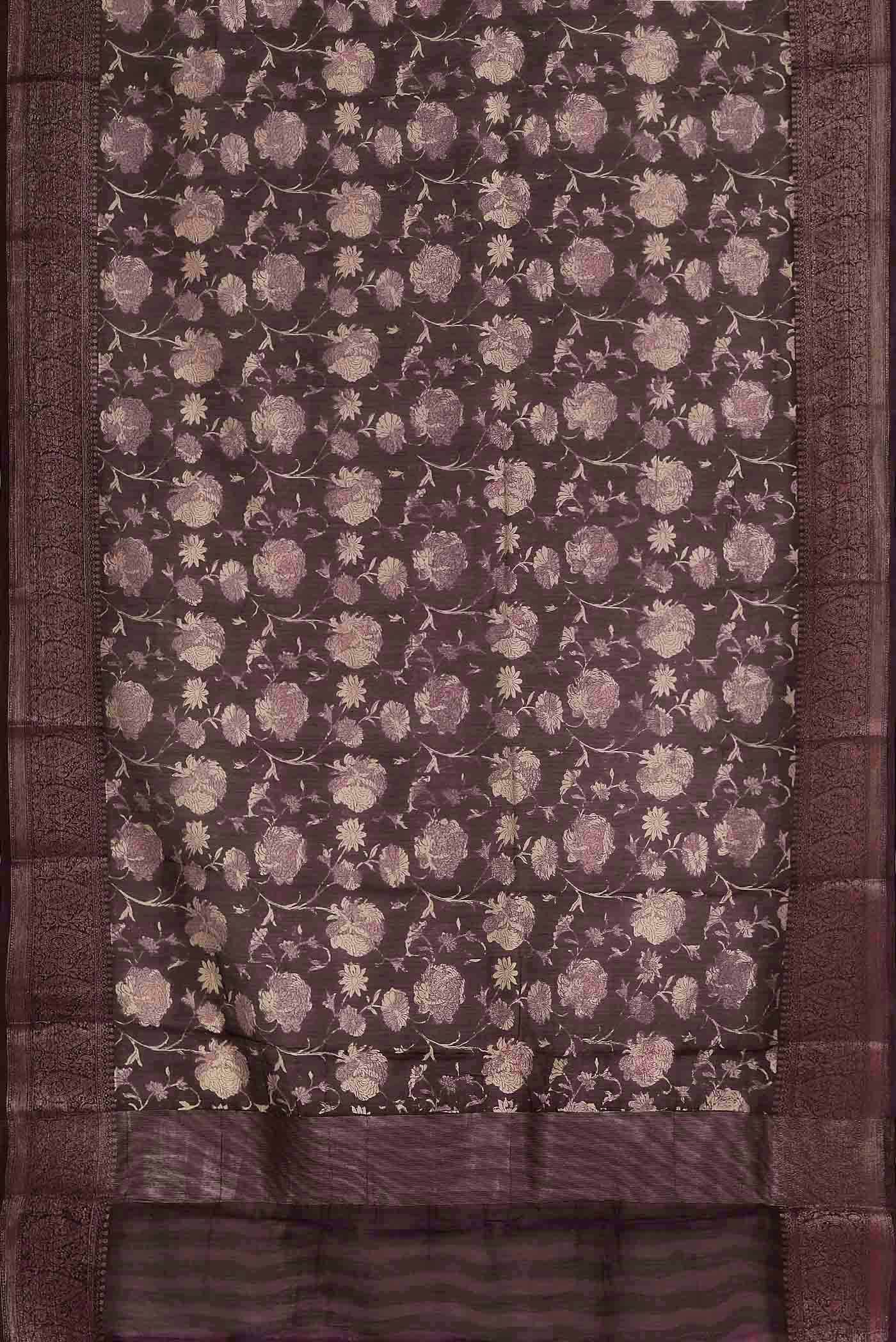 Brown Chanderi Silk Cotton Saree