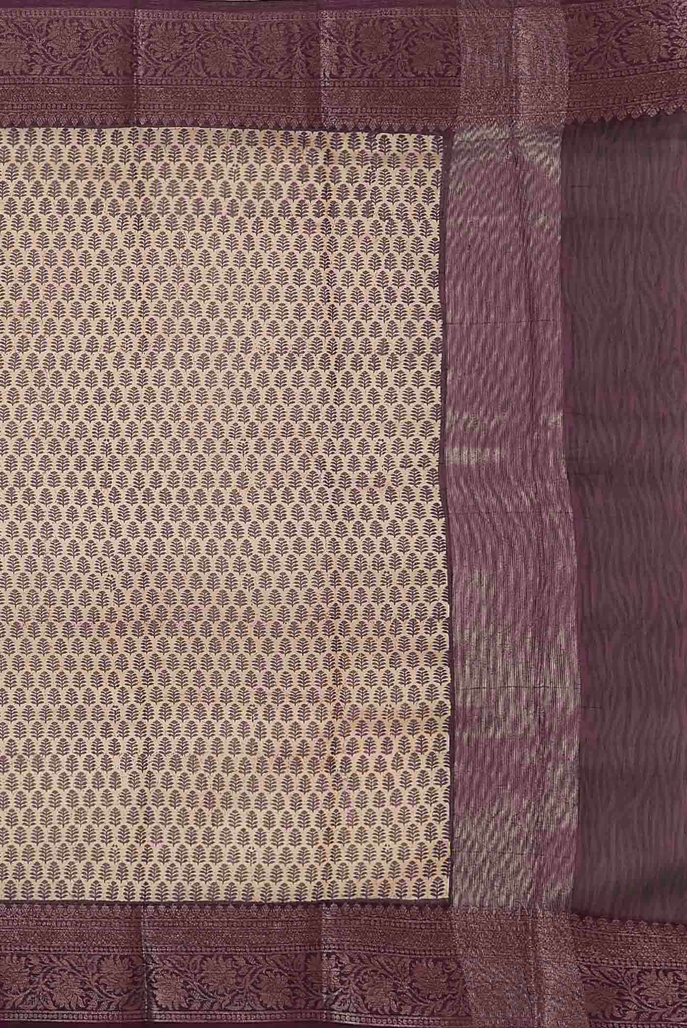 Beige Chanderi Silk Cotton Saree