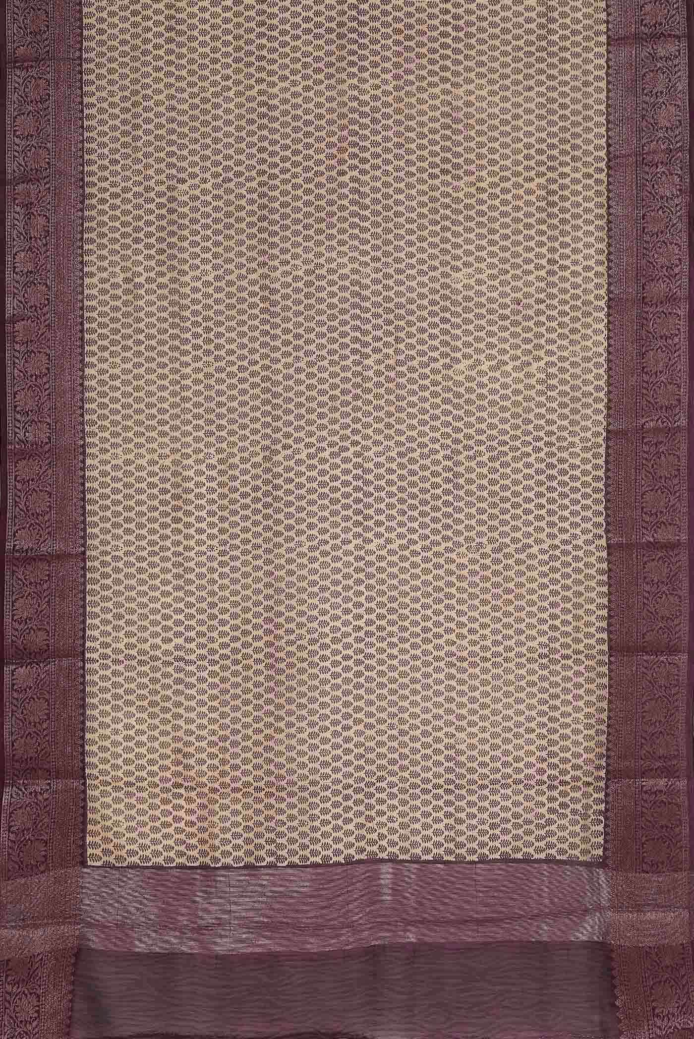 Beige Chanderi Silk Cotton Saree
