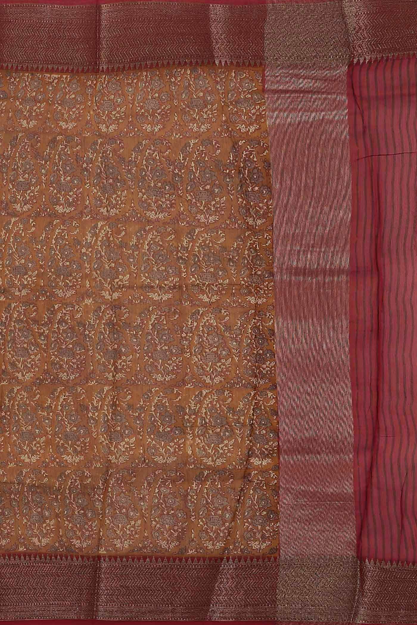 Mustard Chanderi Silk Cotton Saree