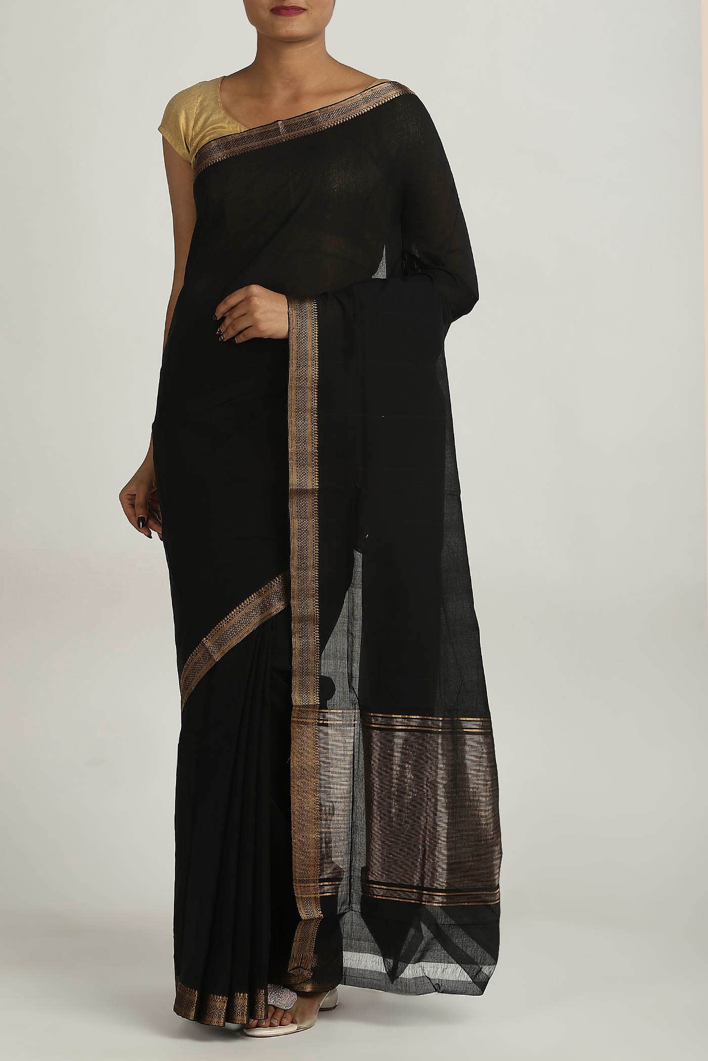 Black Mangalagiri Cotton Saree