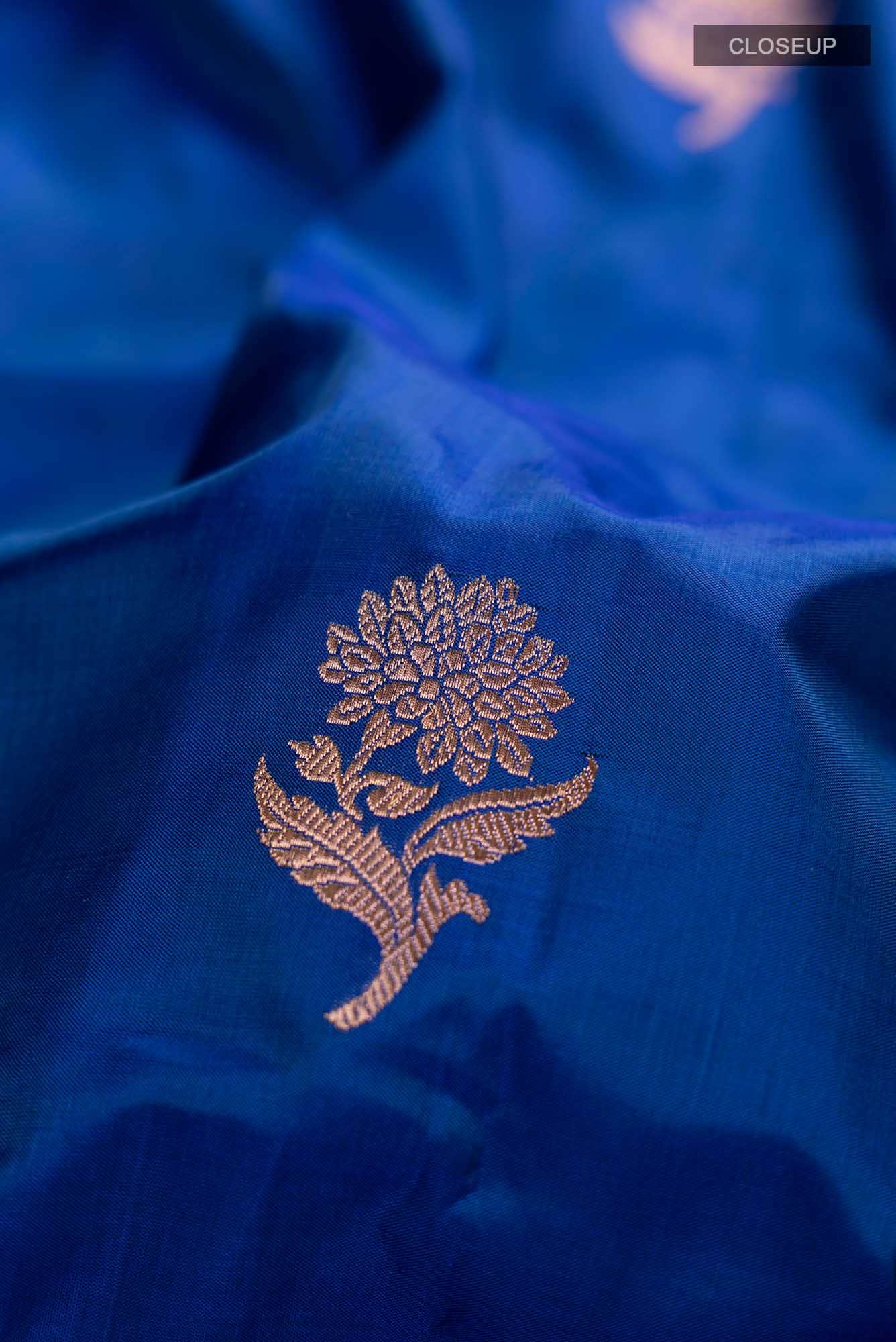 Blue Banarasi Katan Silk Saree