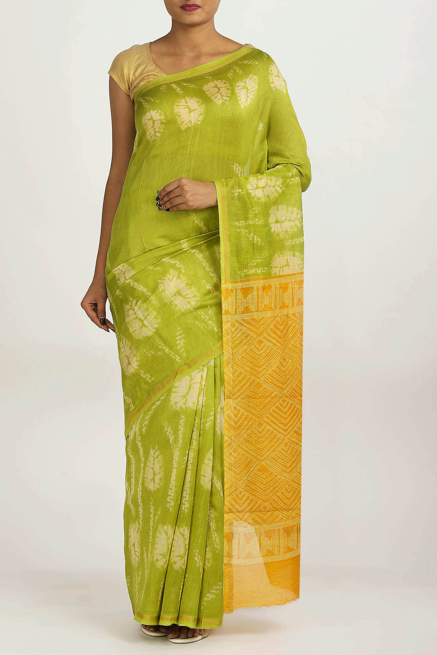 Green Chanderi Silk Cotton Saree