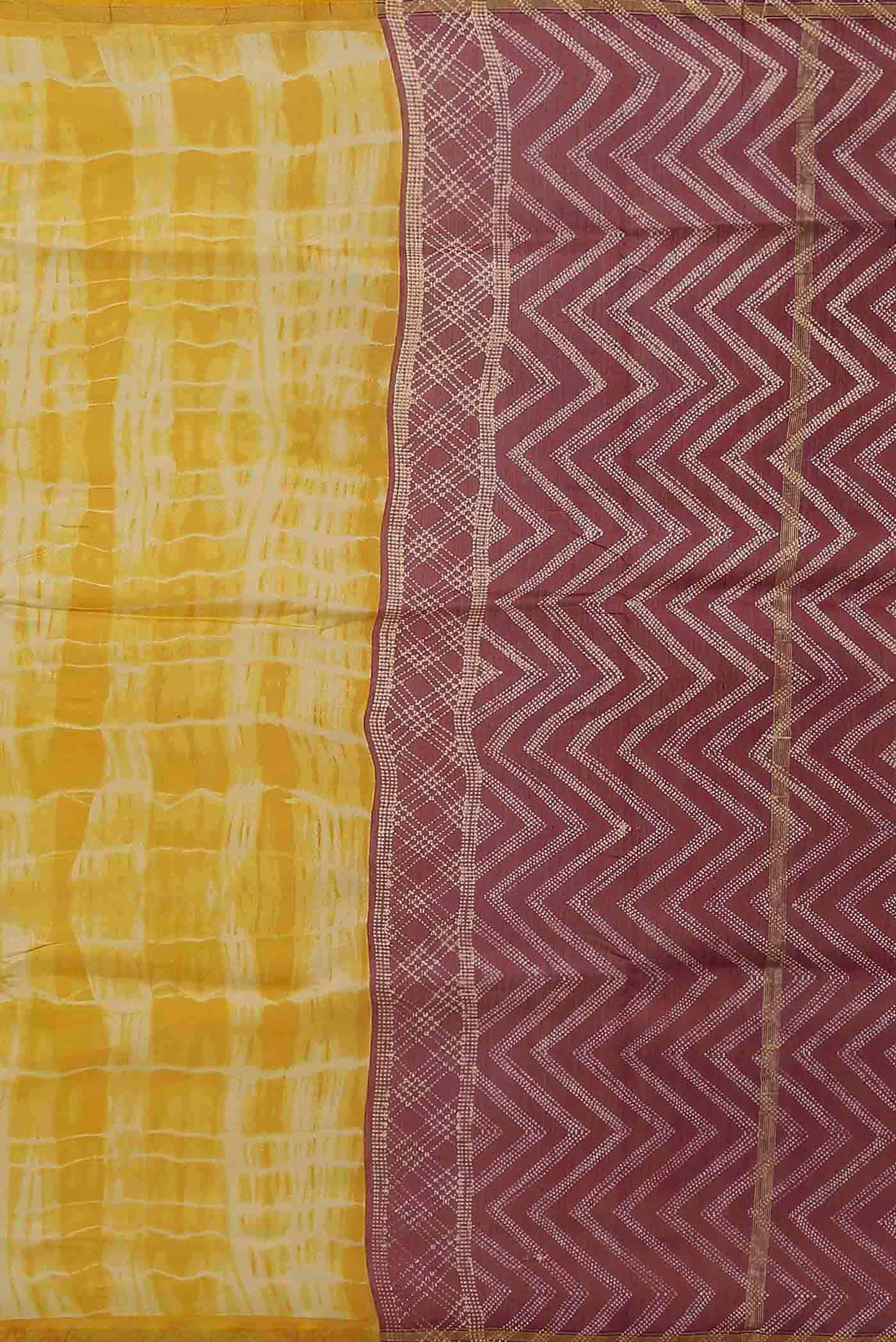 Mustard Chanderi Silk Cotton Saree