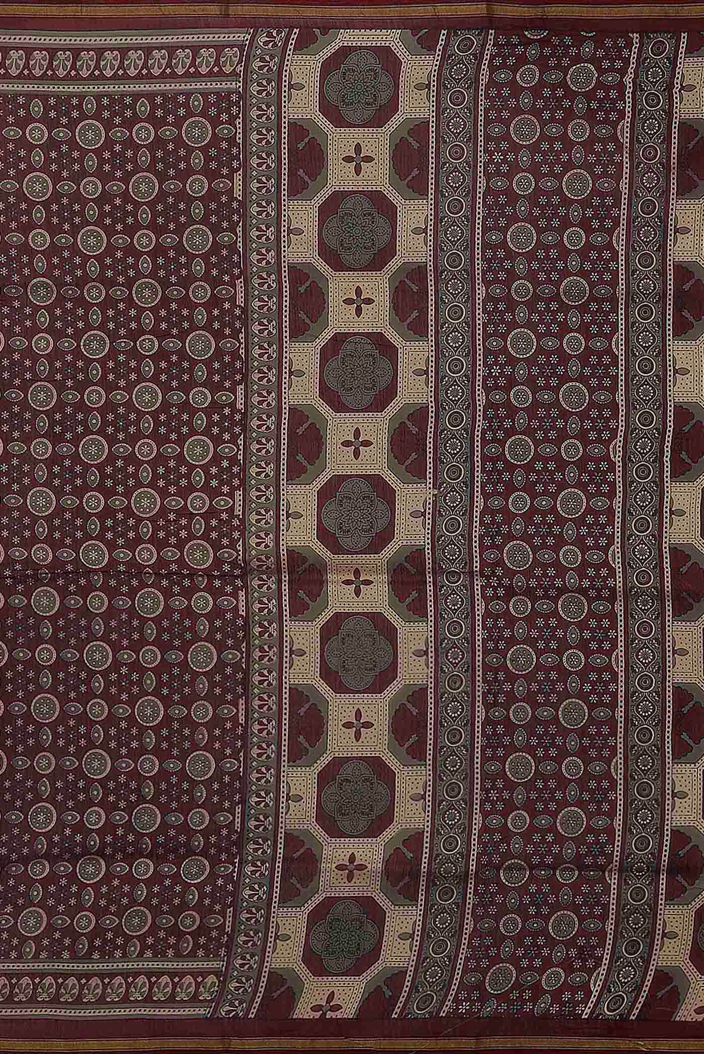 Brown Chanderi Silk Cotton Saree
