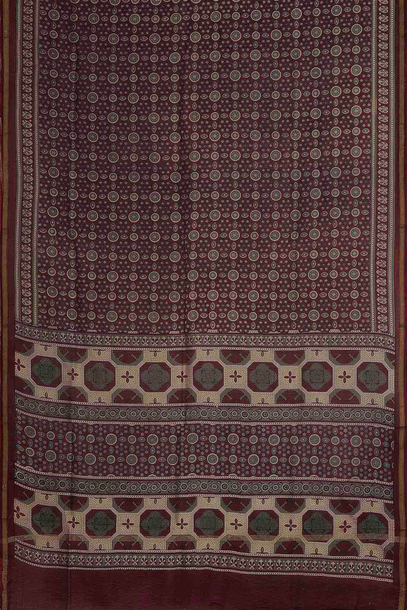 Brown Chanderi Silk Cotton Saree
