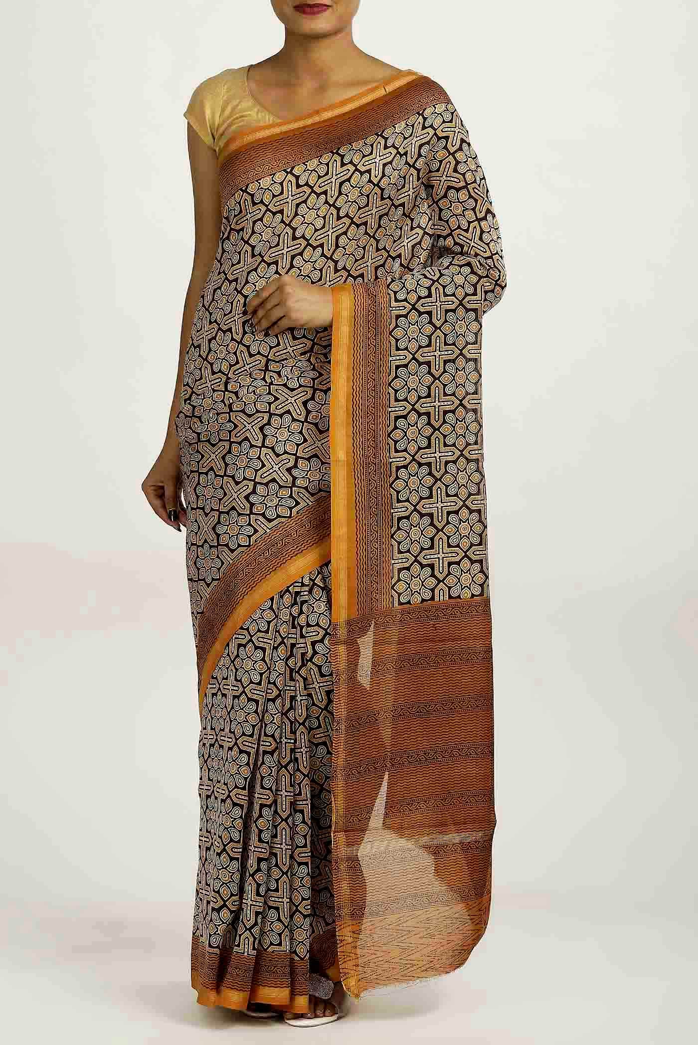Black Chanderi Silk Cotton Saree
