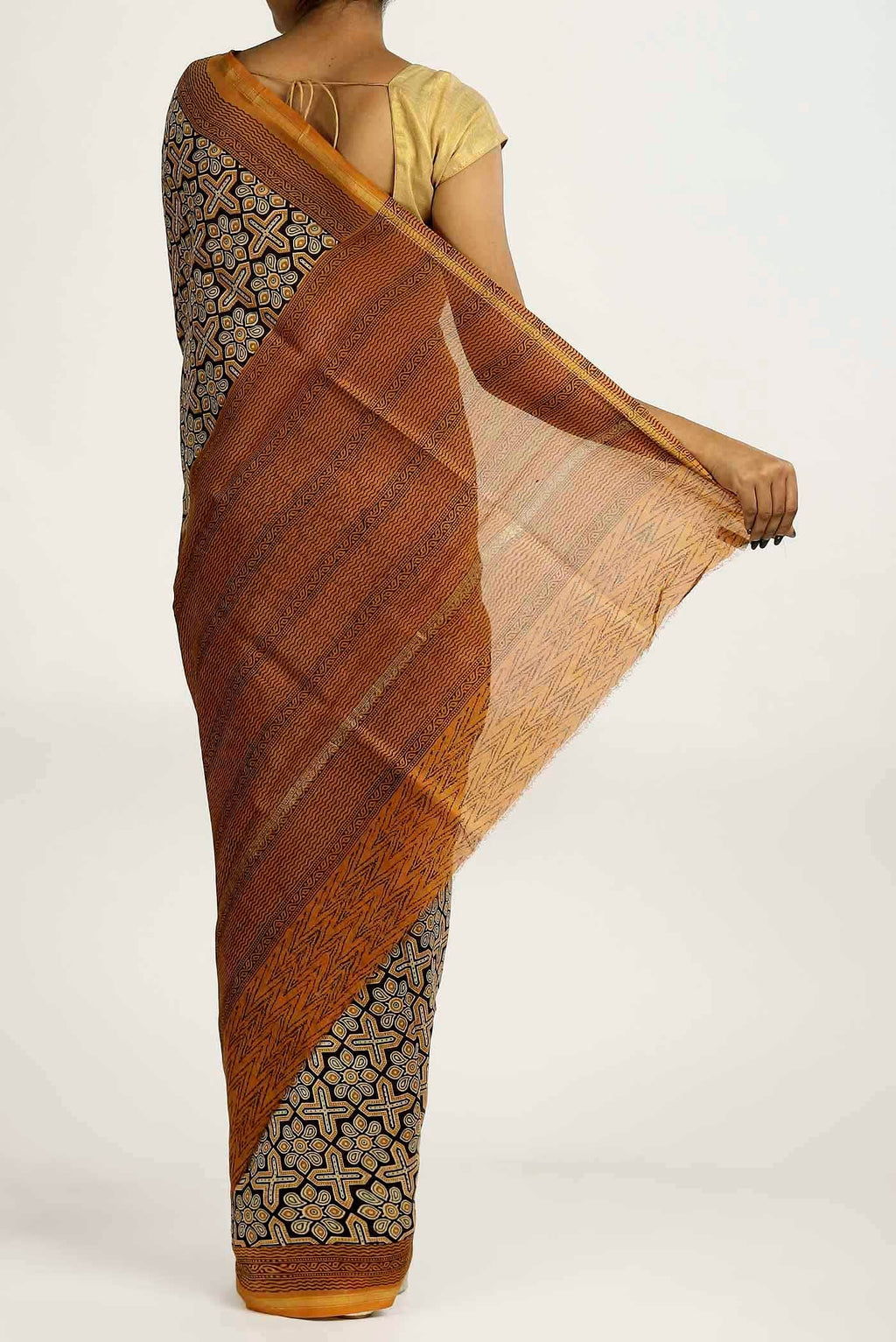 Black Chanderi Silk Cotton Saree